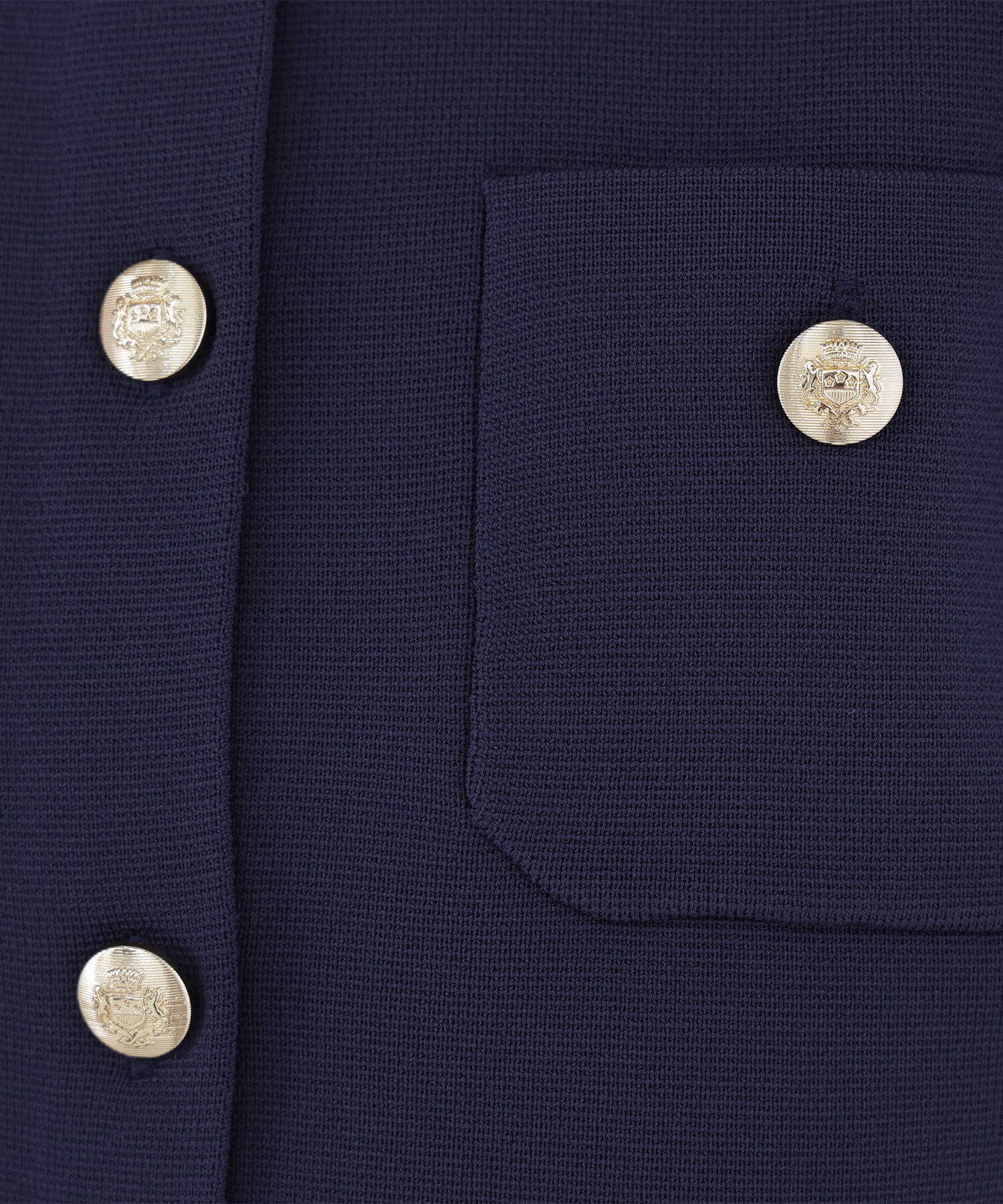  「エンブレムボタンニットジャケット半袖」|ニット・セーター|