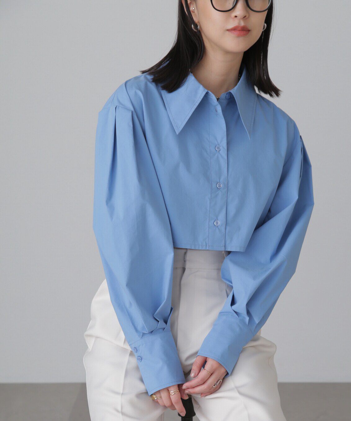  「ショート丈タックボリュームスリーブシャツ」|シャツ・ブラウス|