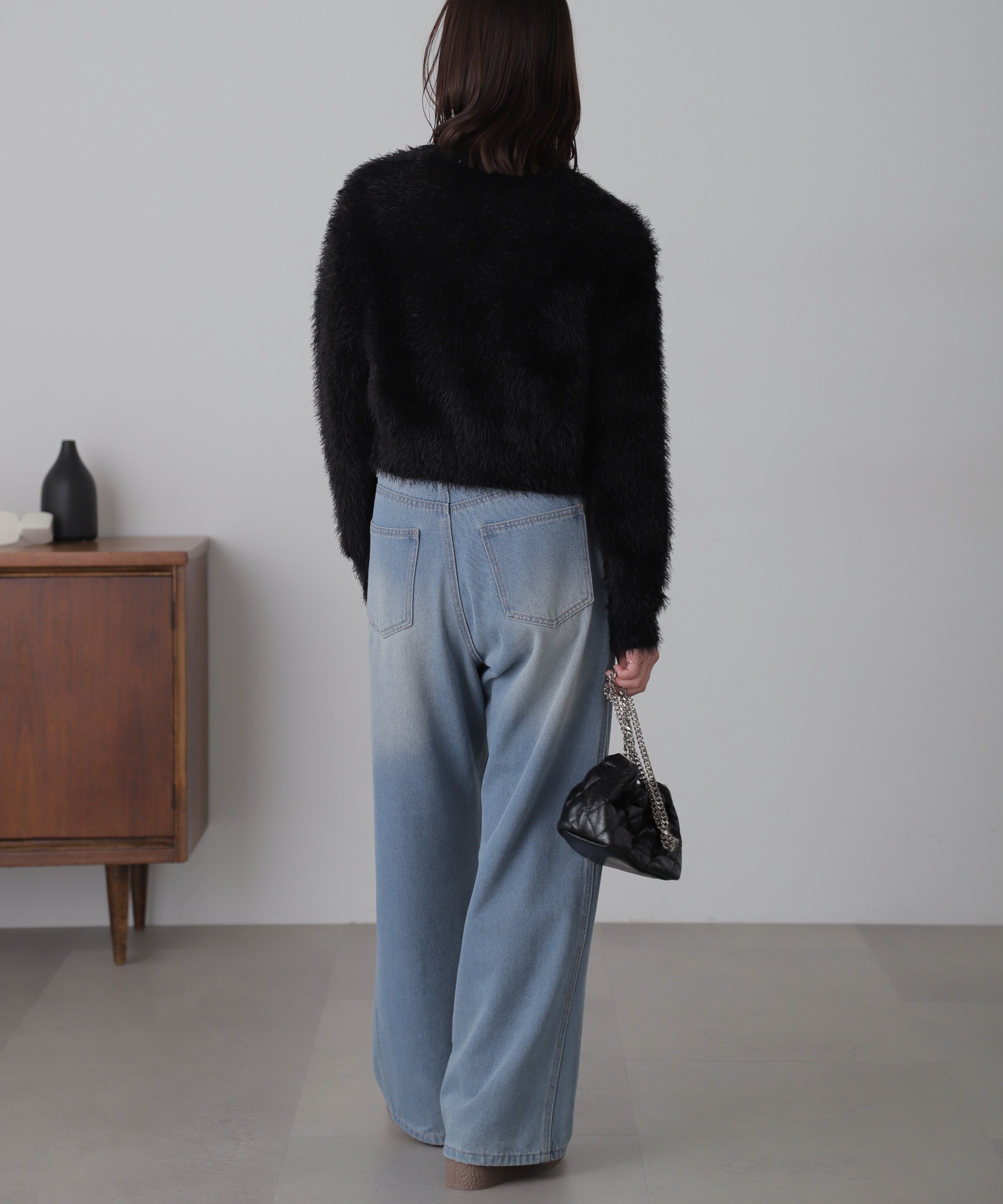  「Vネックフェザーショート丈カーディガン」|ニット・セーター|