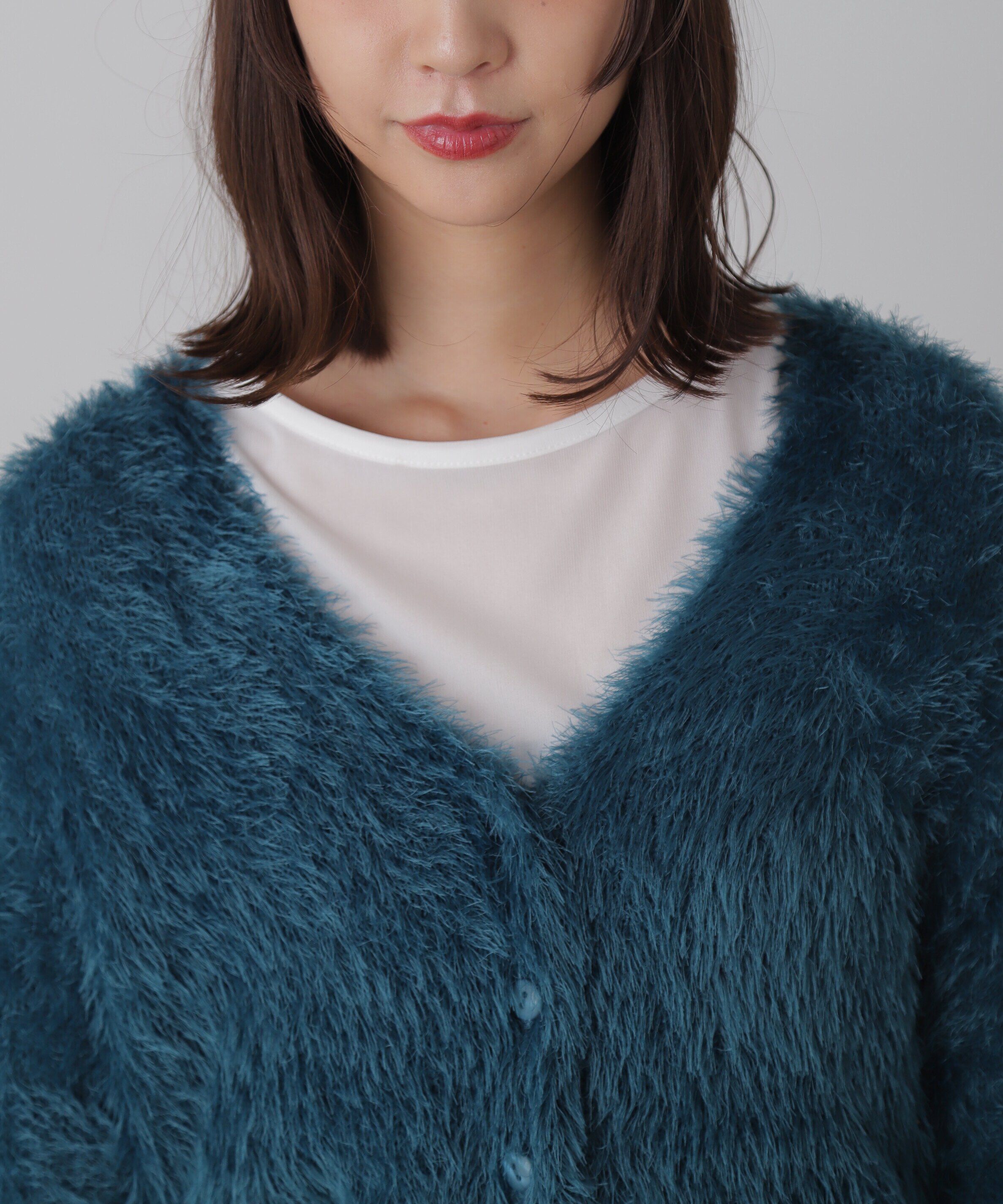  「Vネックフェザーショート丈カーディガン」|ニット・セーター|