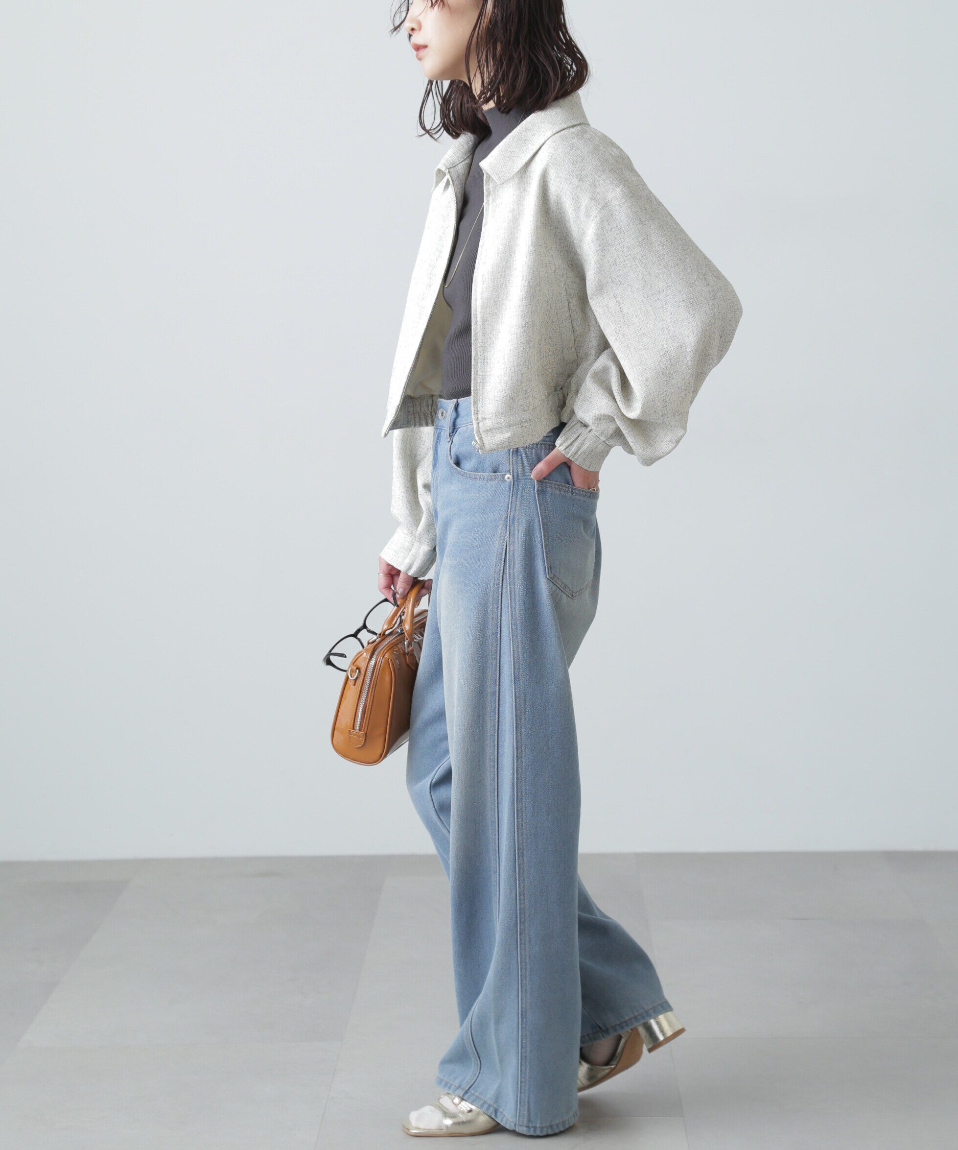  「〈洗える〉マシンウォッシャブルボトルネックリブニット」|ニット・セーター|