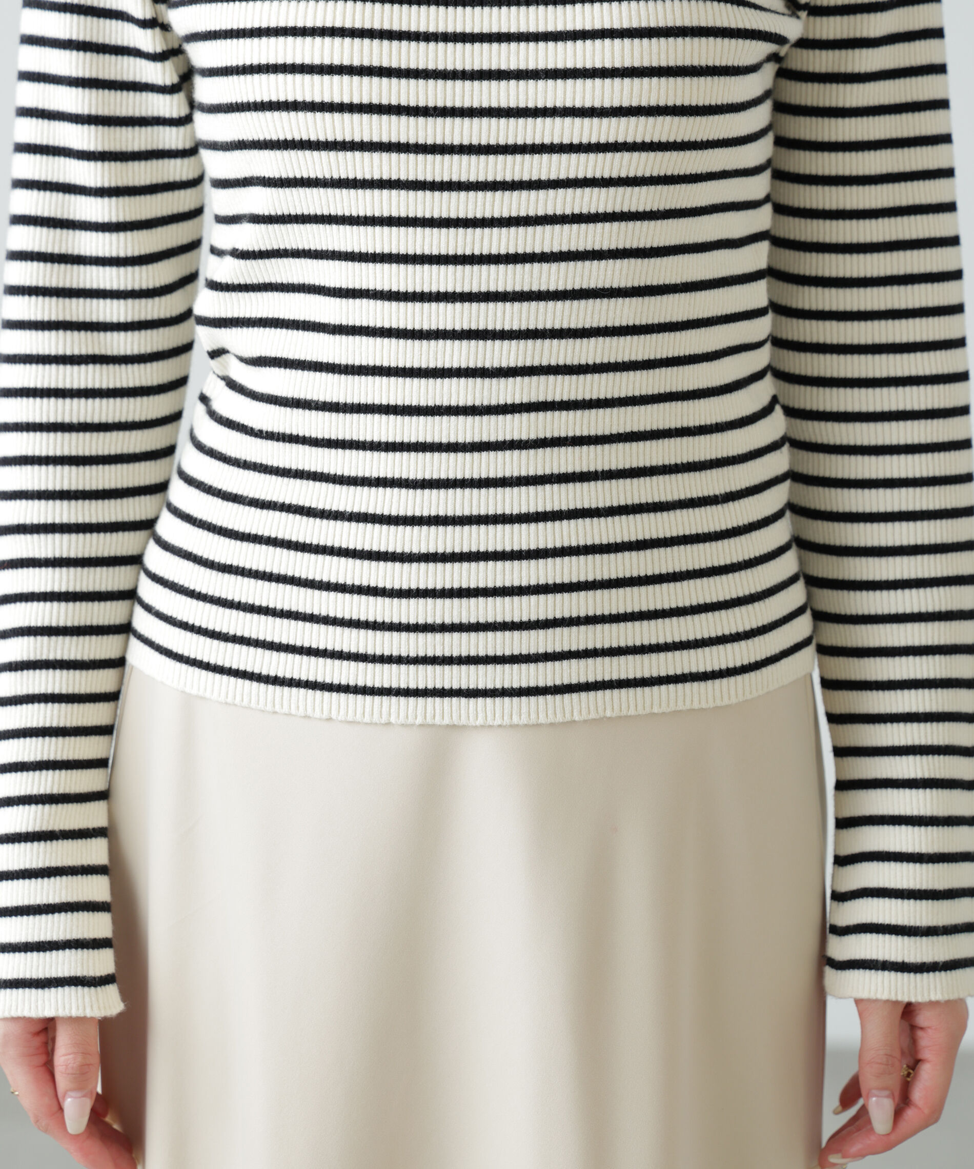  「〈洗える〉マシンウォッシャブルボトルネックリブニット」|ニット・セーター|