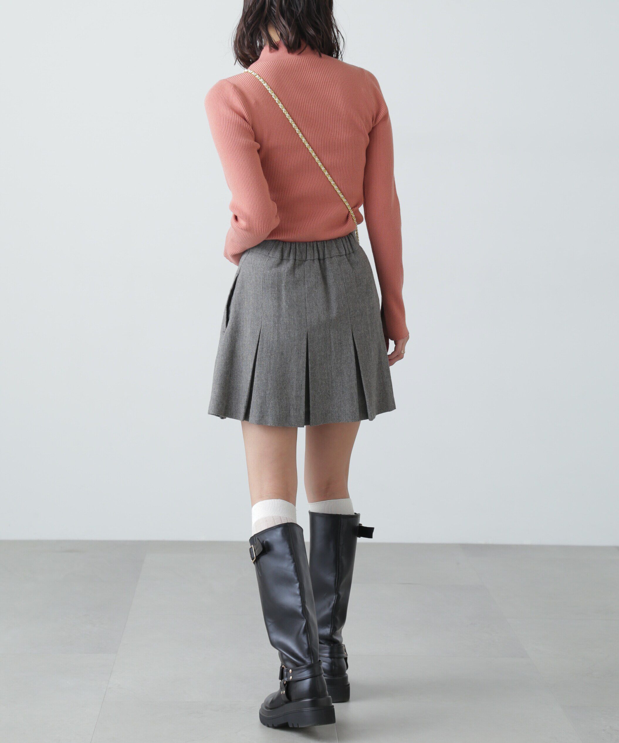  「〈洗える〉マシンウォッシャブルボトルネックリブニット」|ニット・セーター|