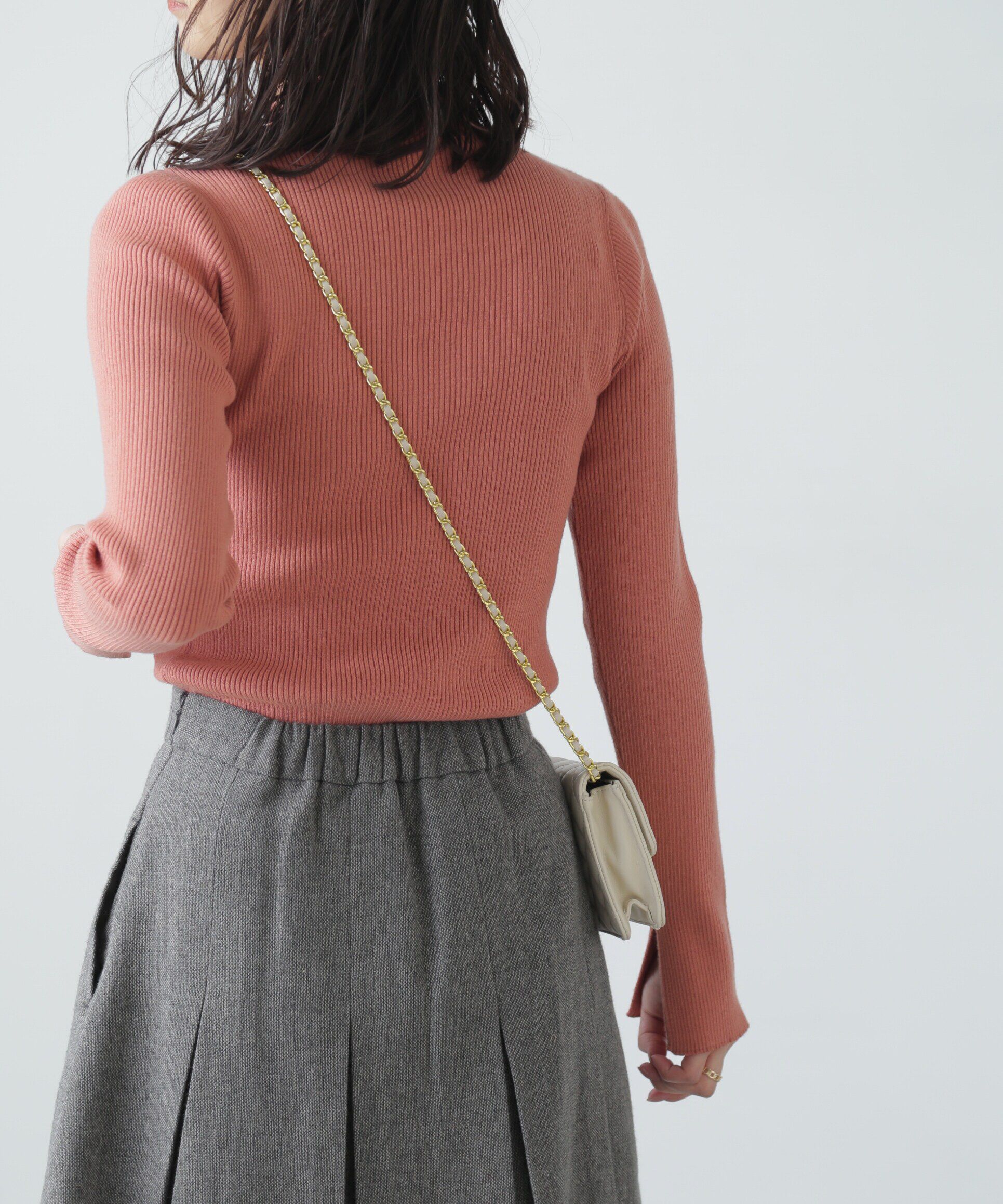  「〈洗える〉マシンウォッシャブルボトルネックリブニット」|ニット・セーター|