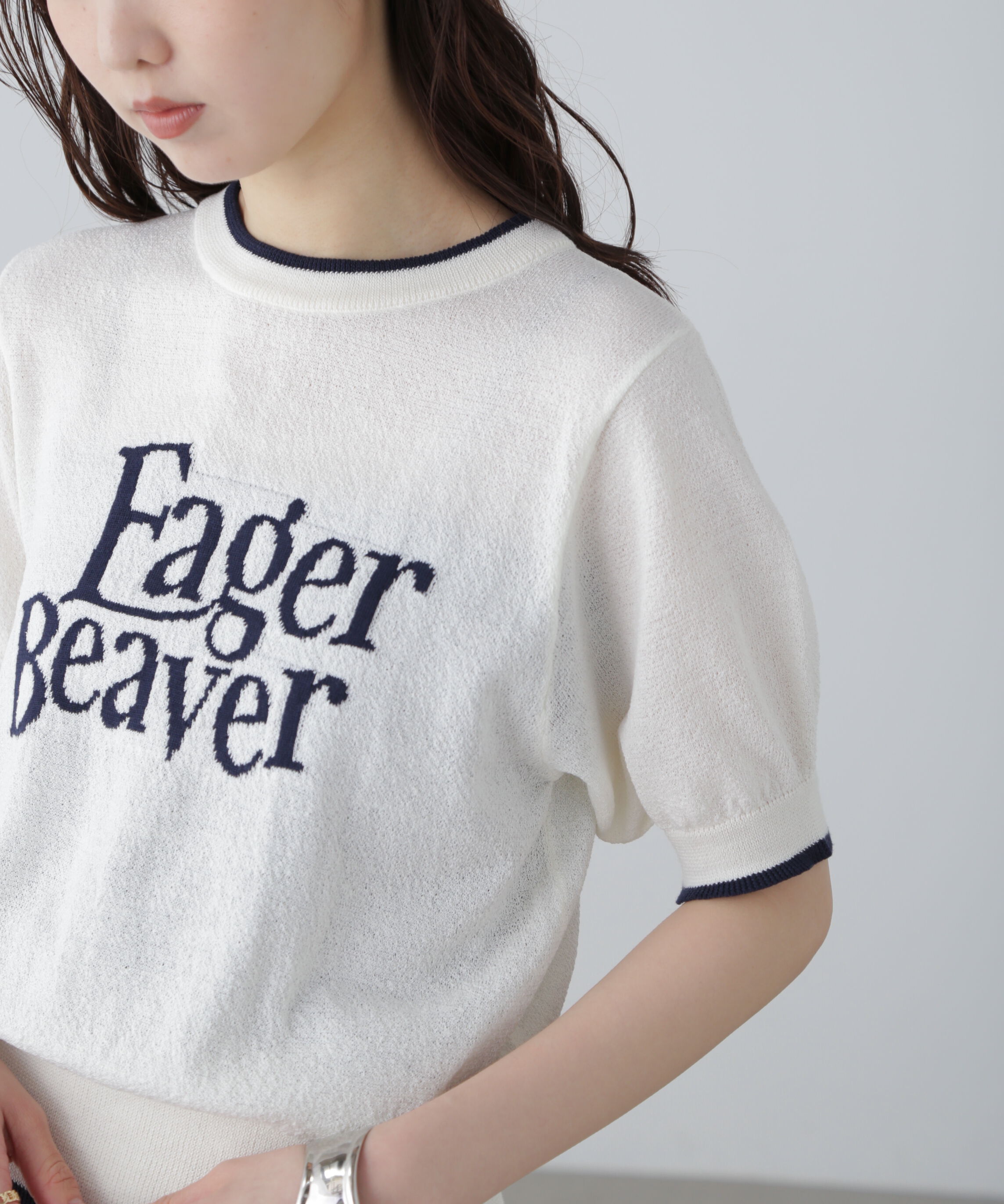  「配色ラインロゴニット」|ニット・セーター|