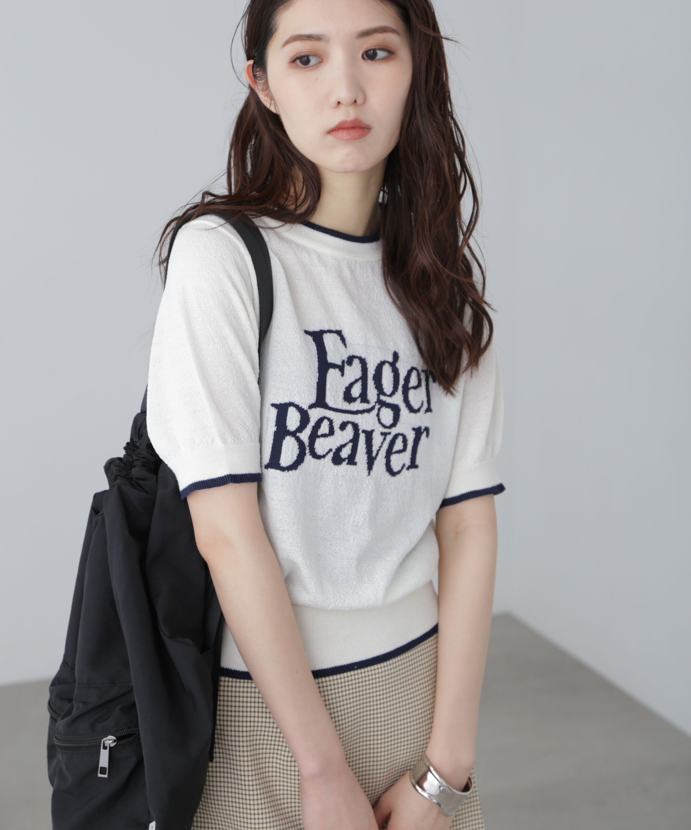  「配色ラインロゴニット」|ニット・セーター|