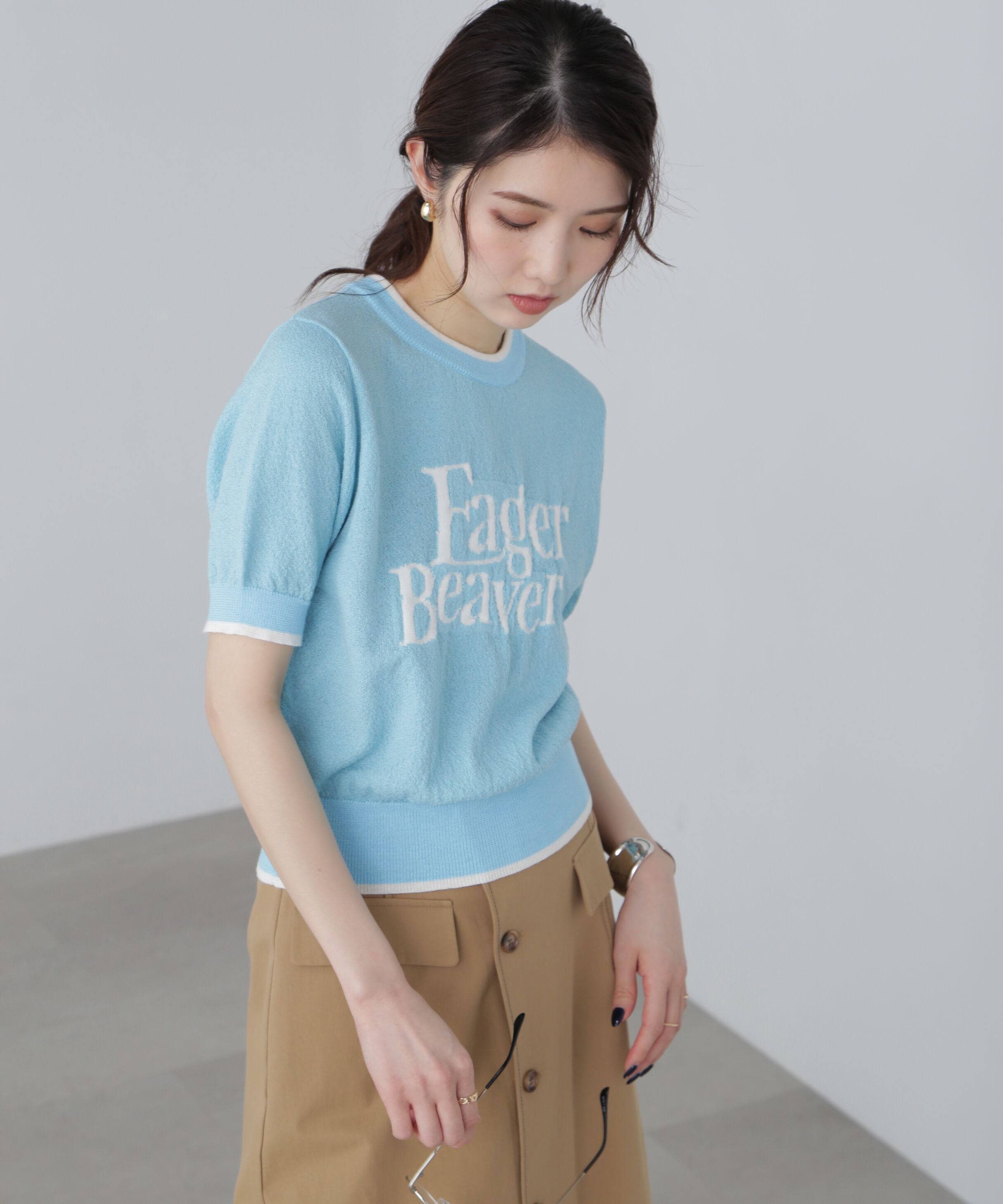  「配色ラインロゴニット」|ニット・セーター|