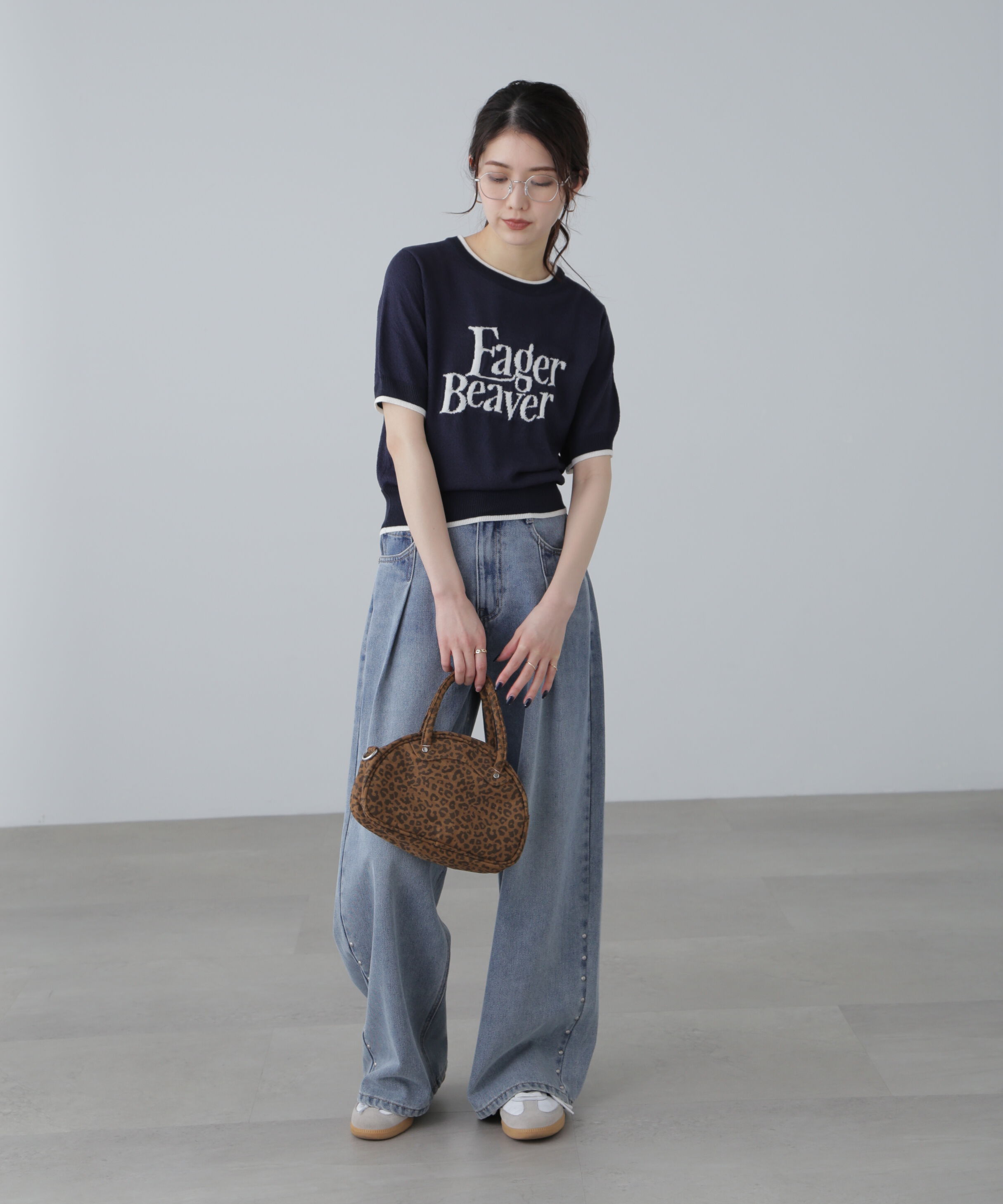  「配色ラインロゴニット」|ニット・セーター|