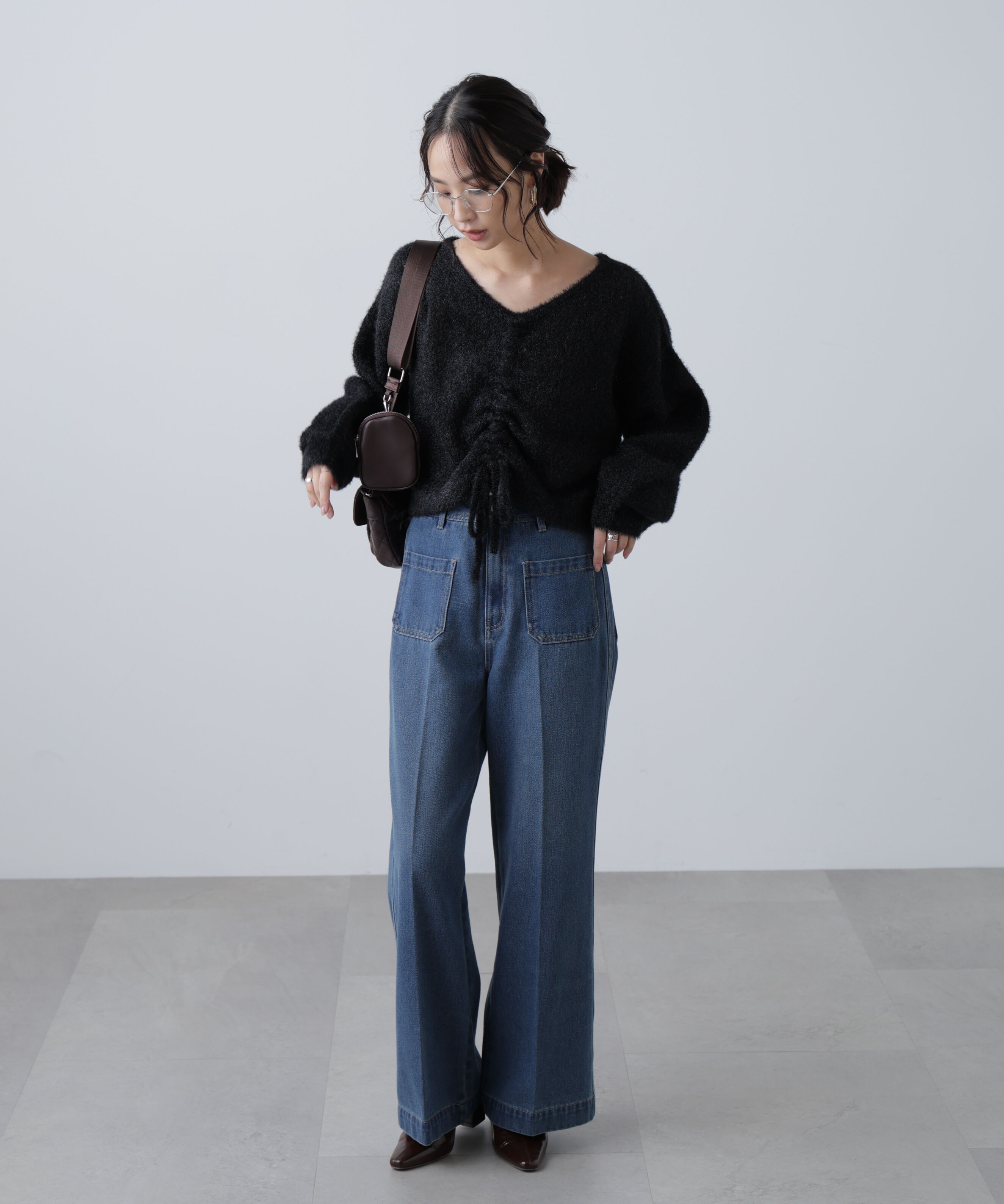  「前後2WAYドロストショート丈ニット」|ニット・セーター|