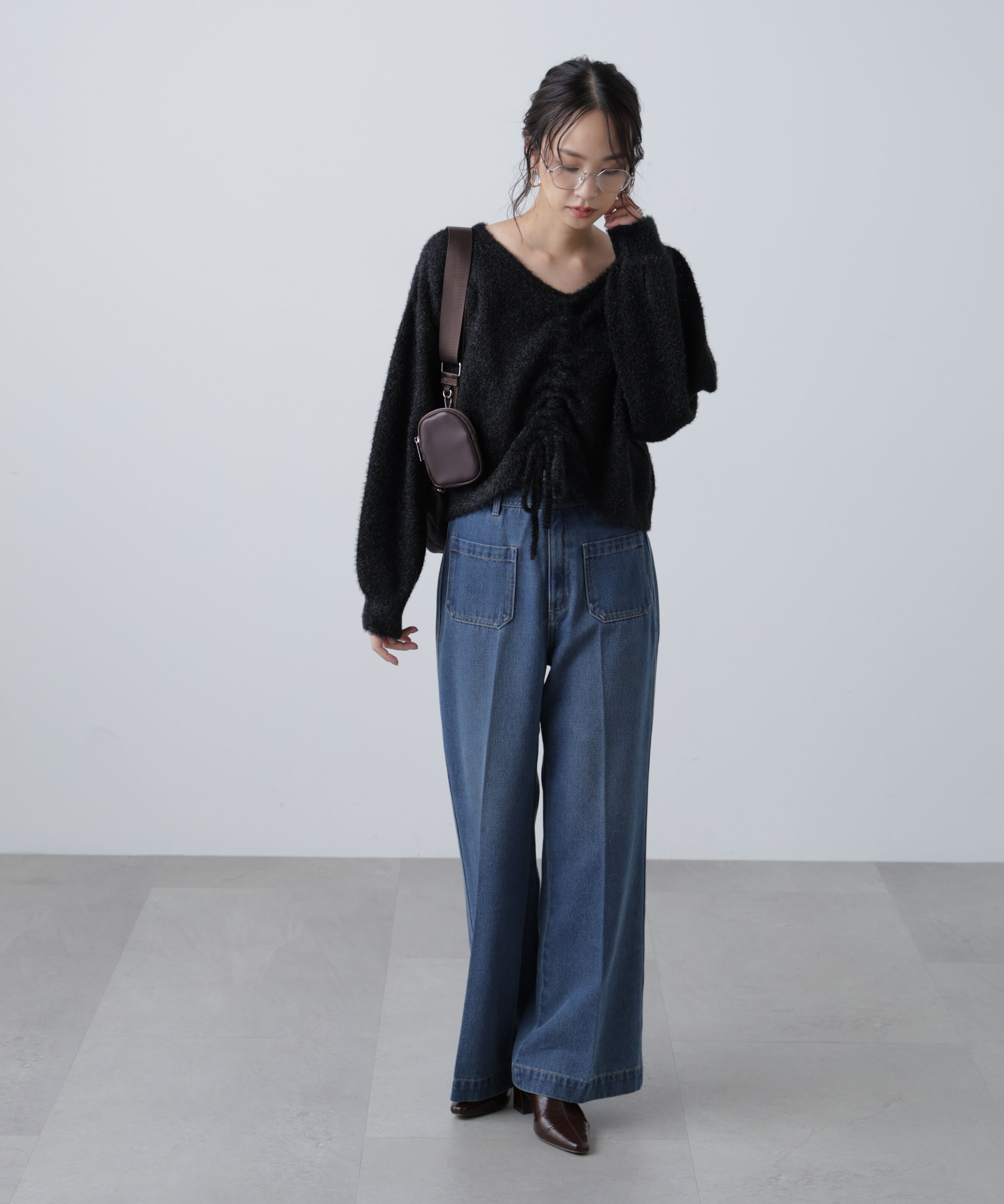  「前後2WAYドロストショート丈ニット」|ニット・セーター|