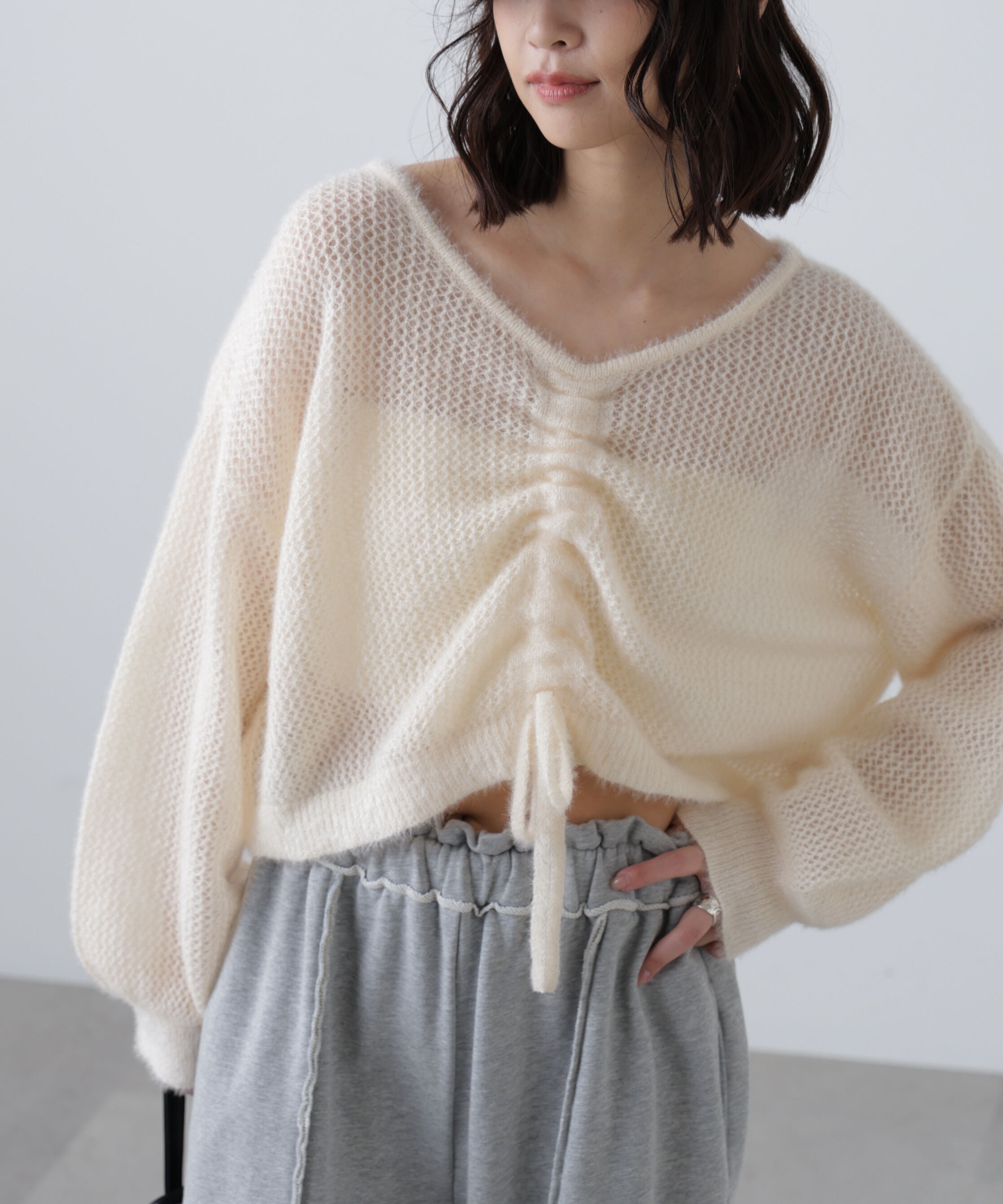  「前後2WAYドロストショート丈ニット」|ニット・セーター|