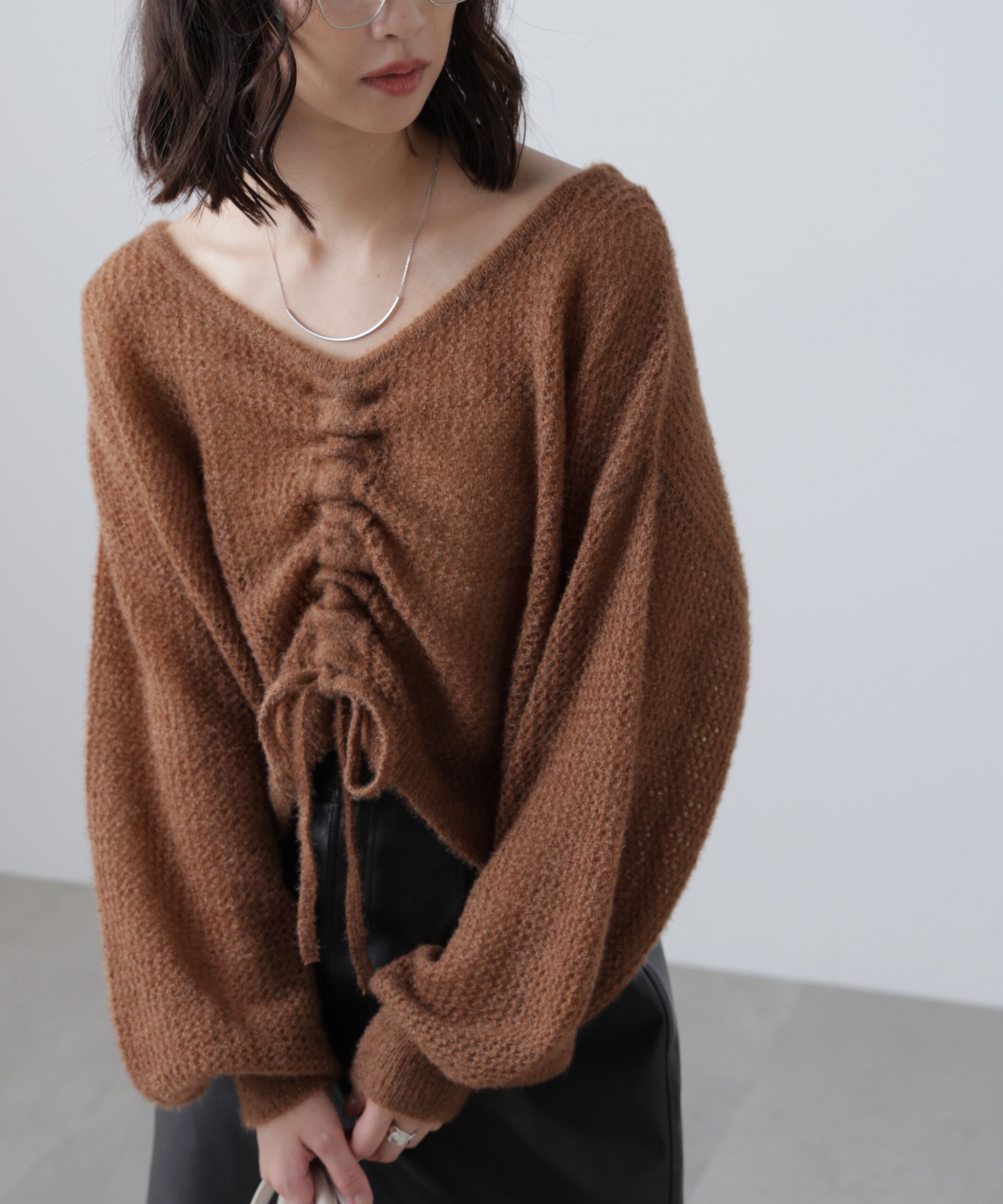  「前後2WAYドロストショート丈ニット」|ニット・セーター|