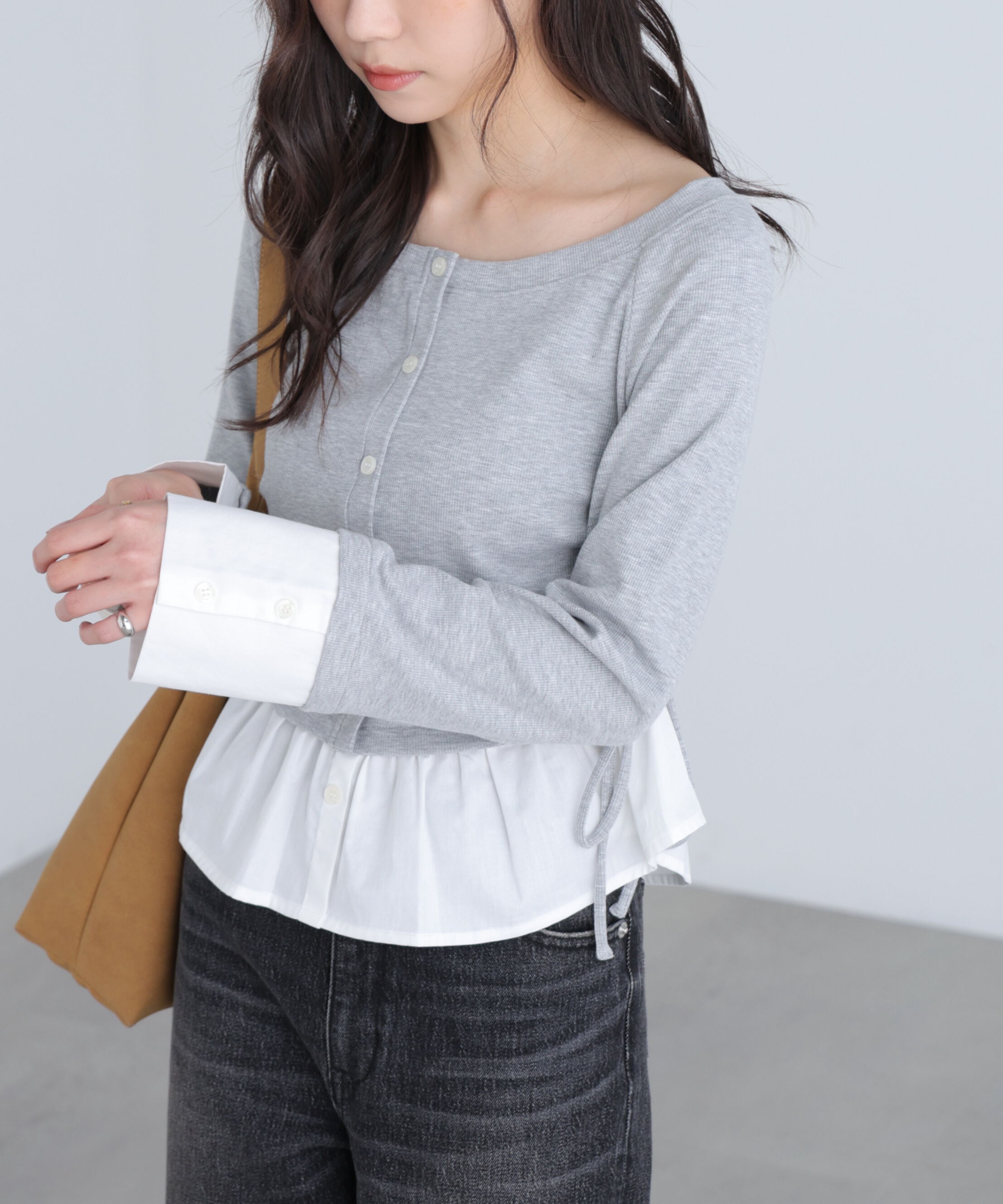  「布帛ドッキングサイドシャーリングカットソー」|Tシャツ・カットソー|