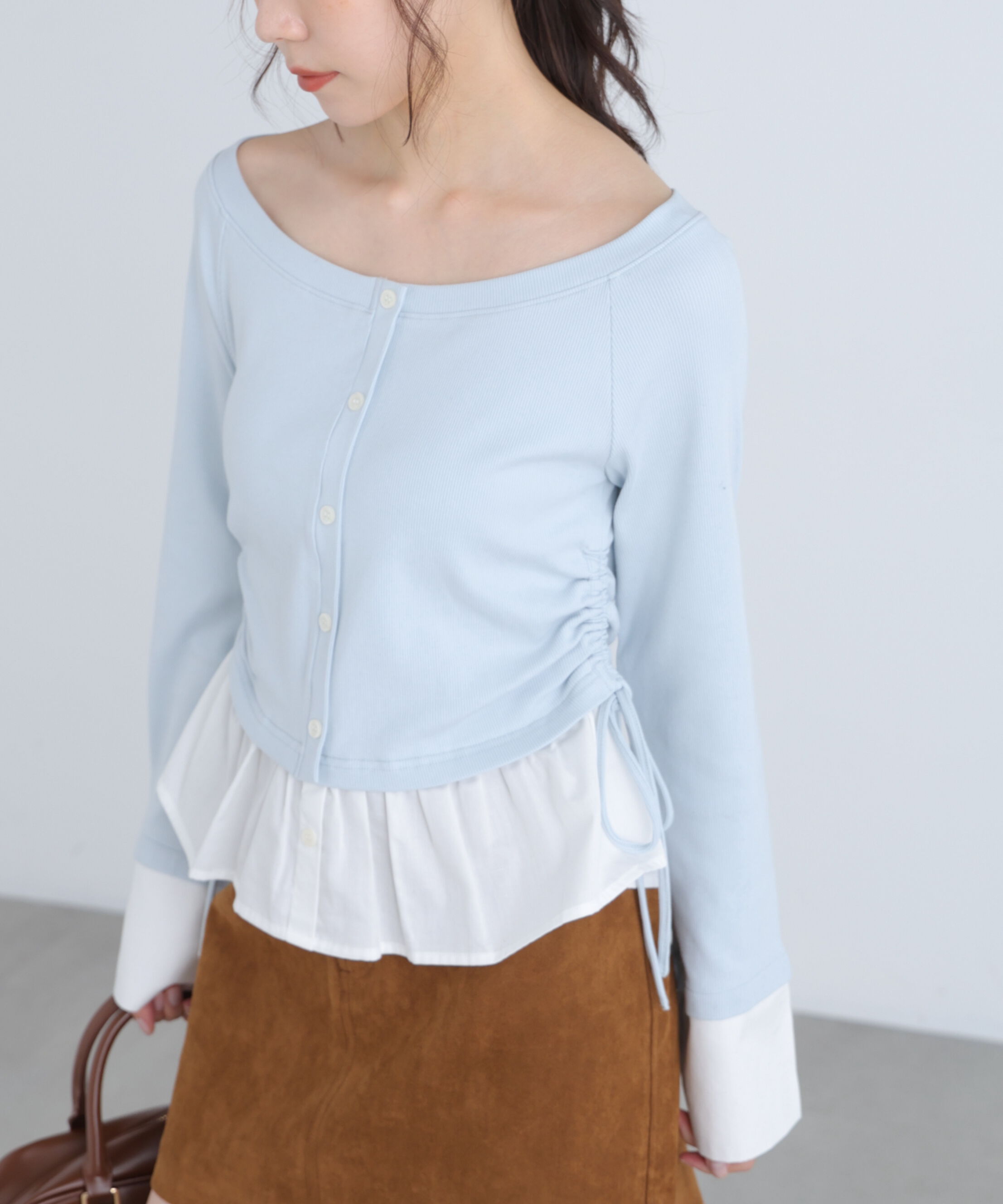  「布帛ドッキングサイドシャーリングカットソー」|Tシャツ・カットソー|