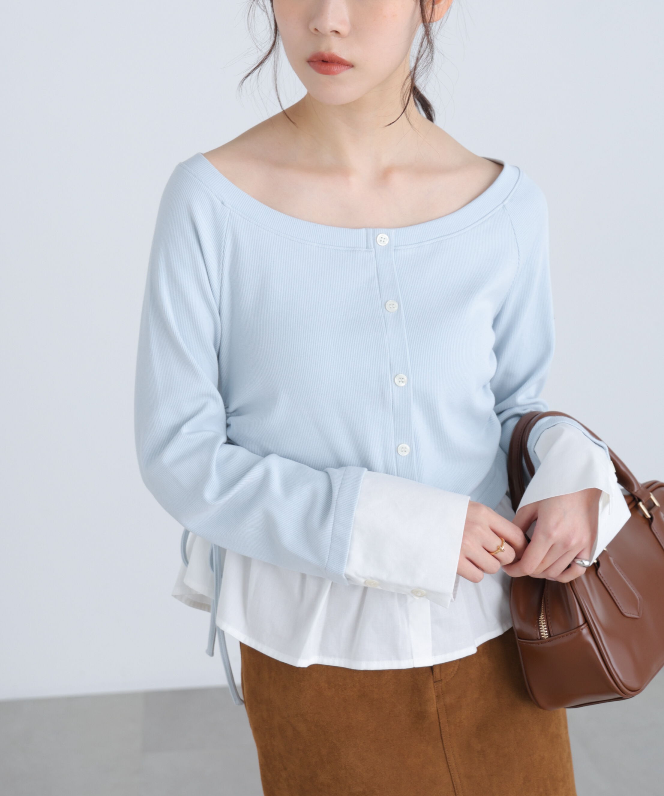  「布帛ドッキングサイドシャーリングカットソー」|Tシャツ・カットソー|