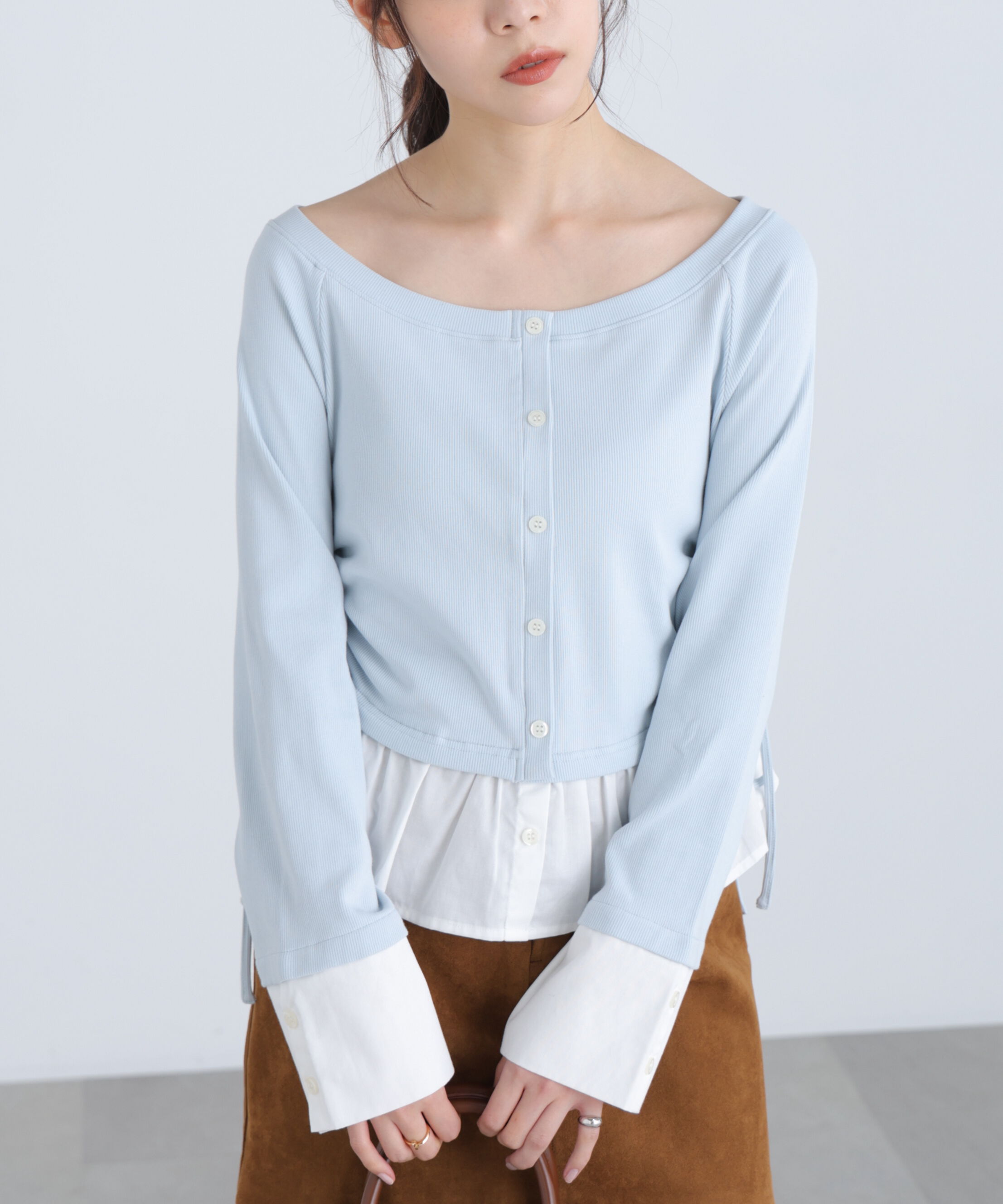  「布帛ドッキングサイドシャーリングカットソー」|Tシャツ・カットソー|