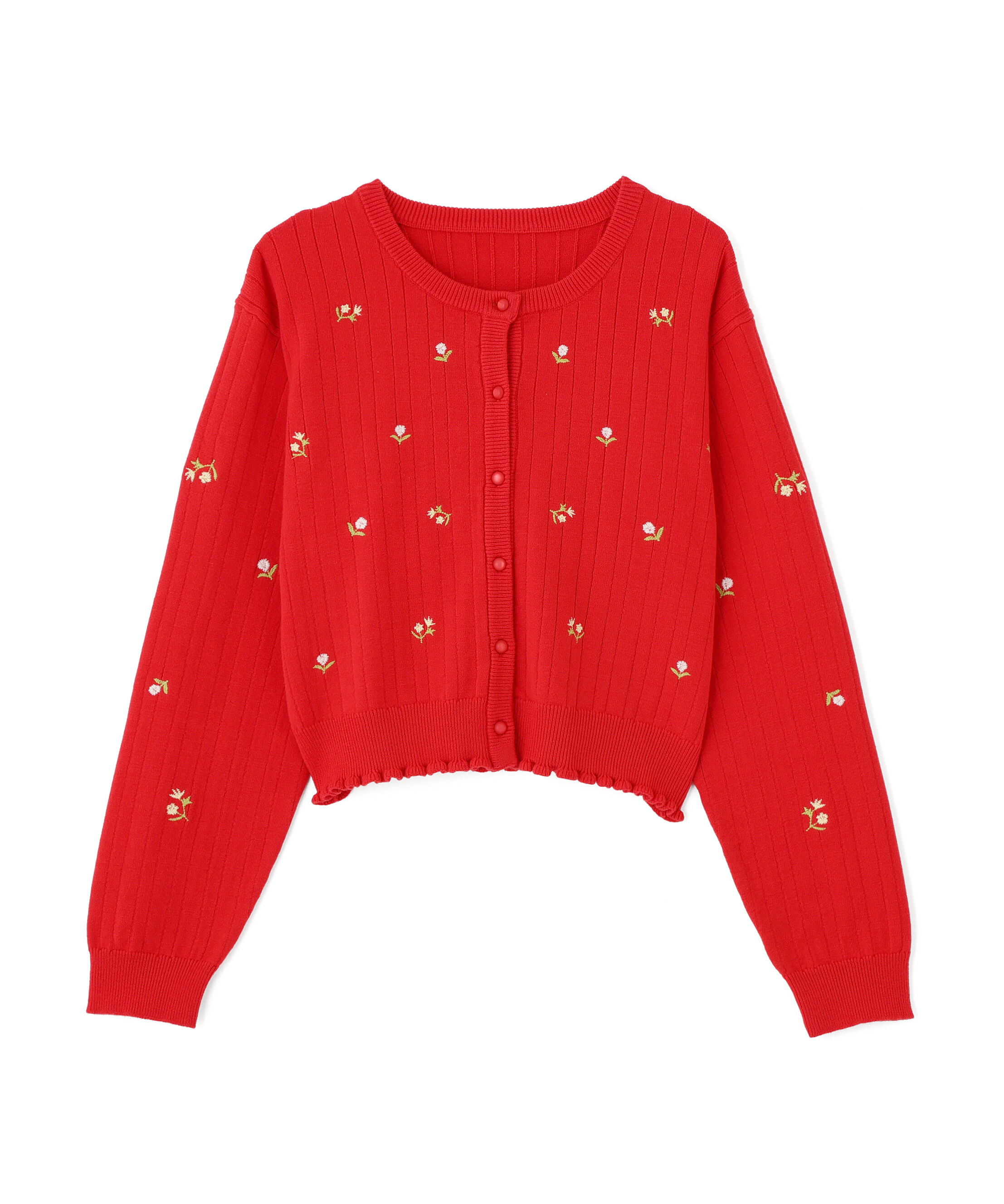  「フラワー刺繍針抜きニットカーディガン」|ニット・セーター|