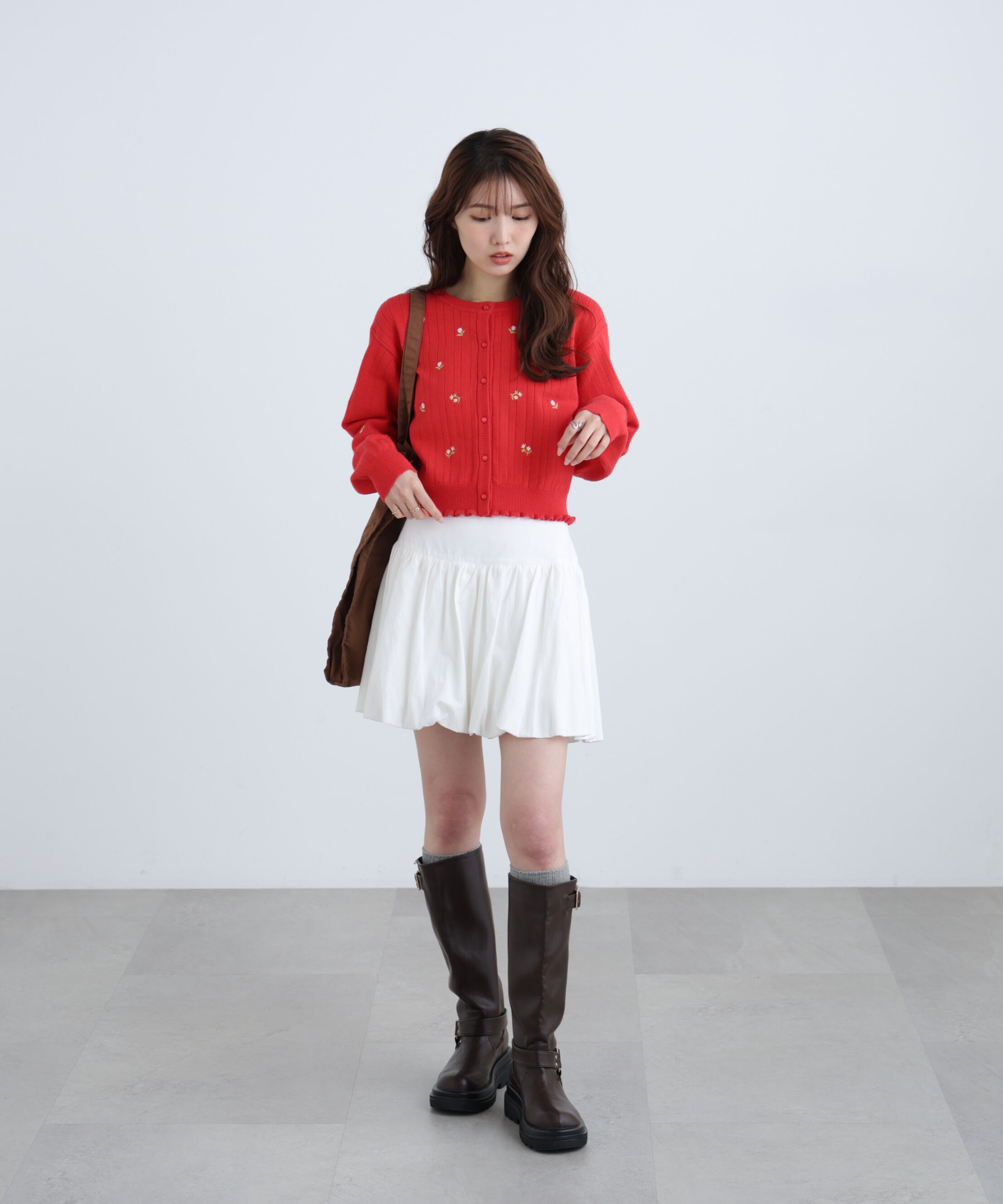  「フラワー刺繍針抜きニットカーディガン」|ニット・セーター|