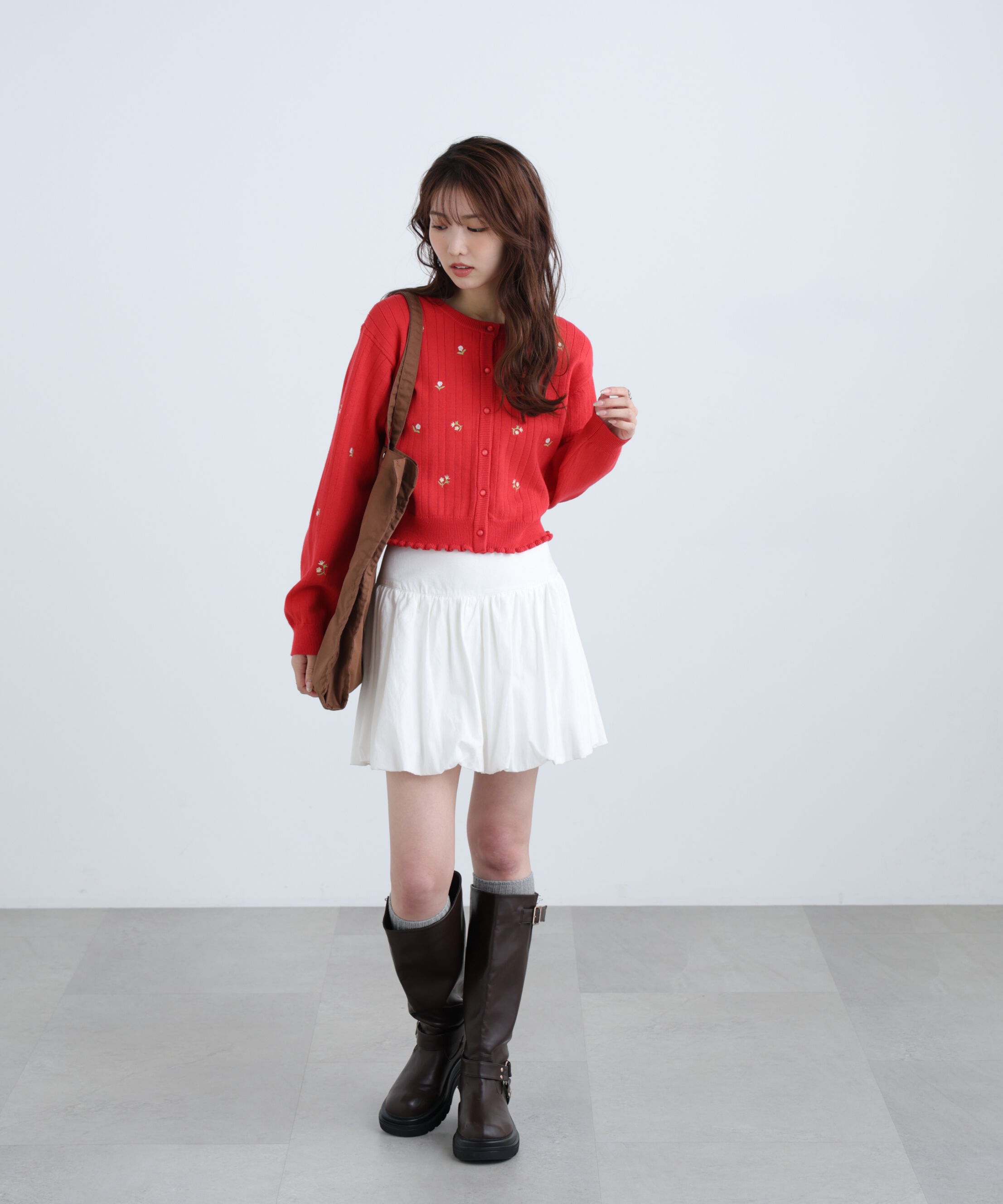  「フラワー刺繍針抜きニットカーディガン」|ニット・セーター|