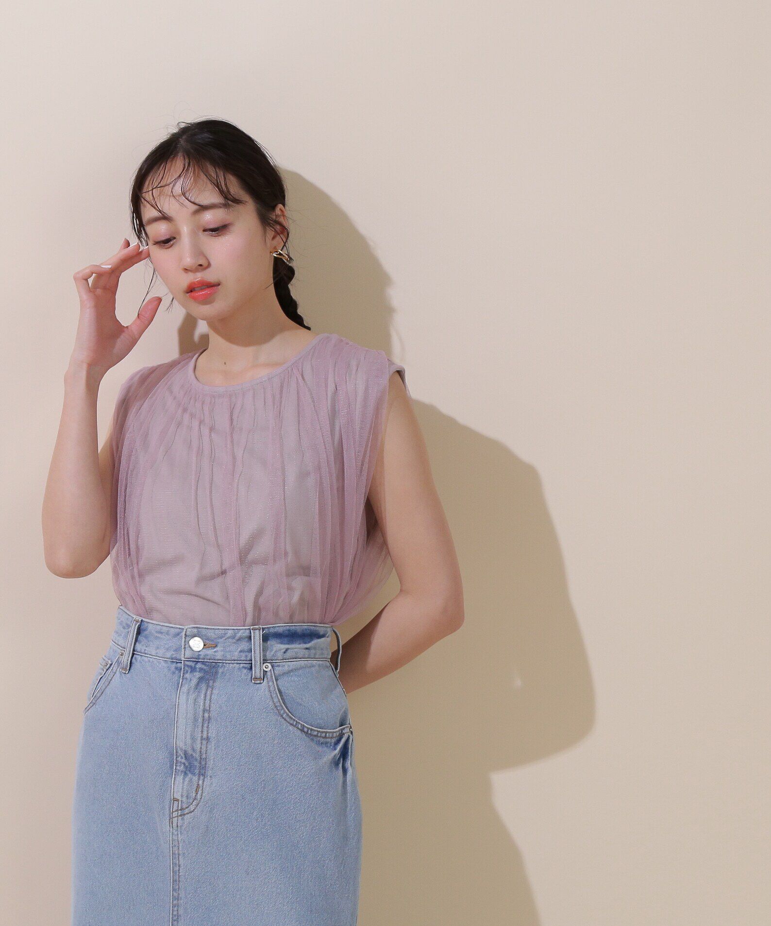  「ボリュームチュールトップス」|Tシャツ・カットソー|