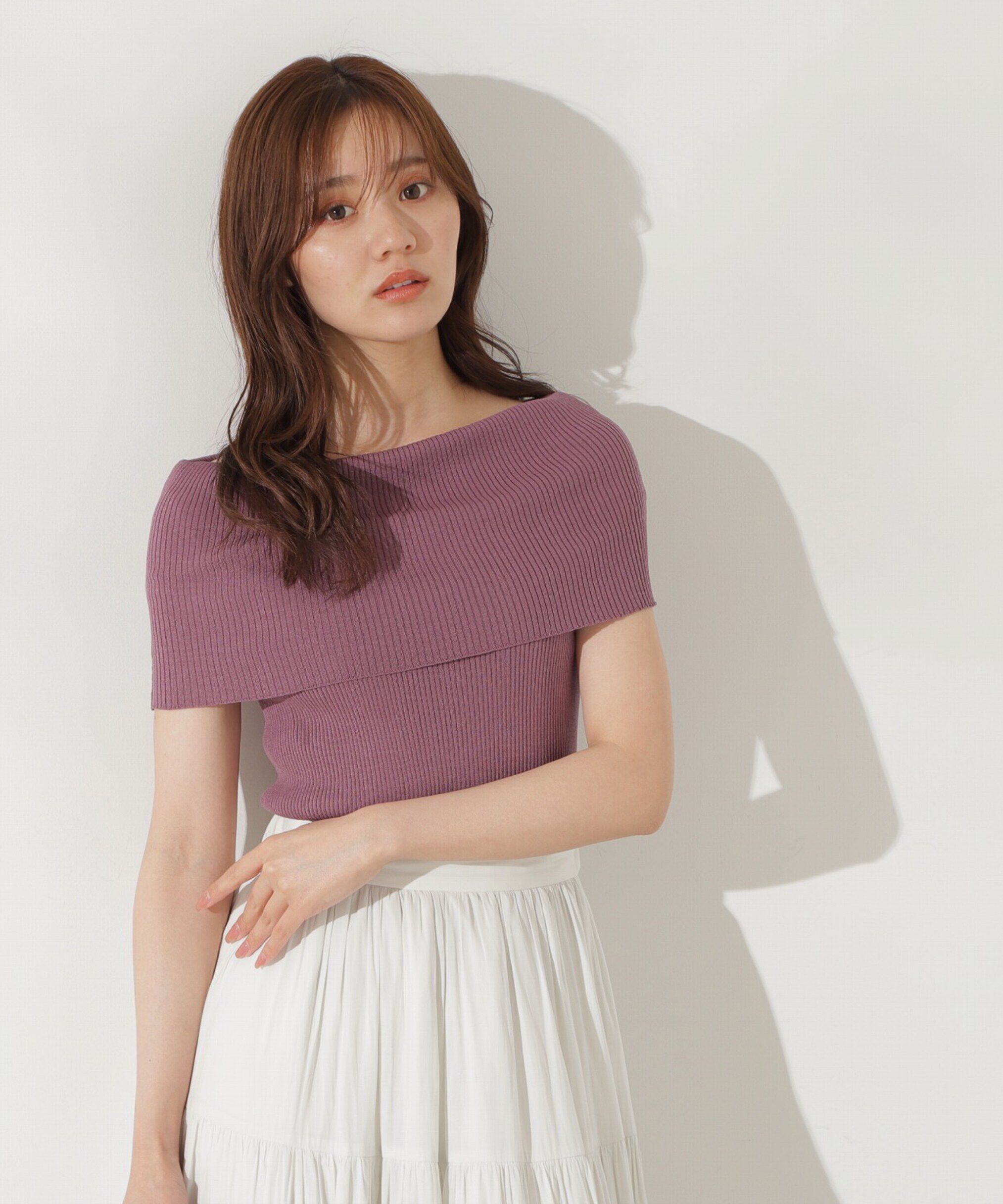 PROPORTION BODY DRESSING「オフショルノースリニット」|ニット・セーター|パープル
