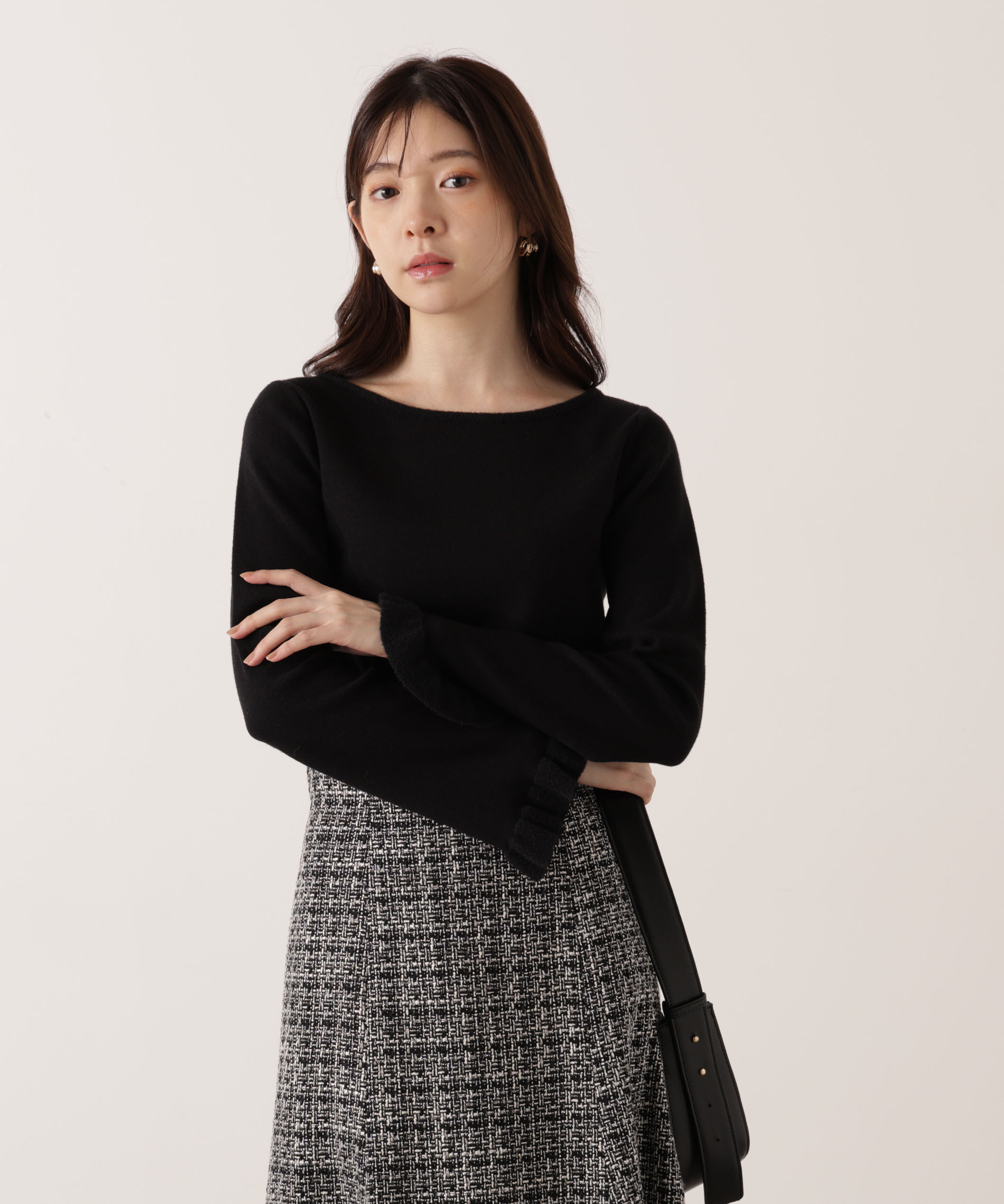 PROPORTION BODY DRESSING「ミニフェザー部分スリーブニット  25AW」|ニット・セーター|