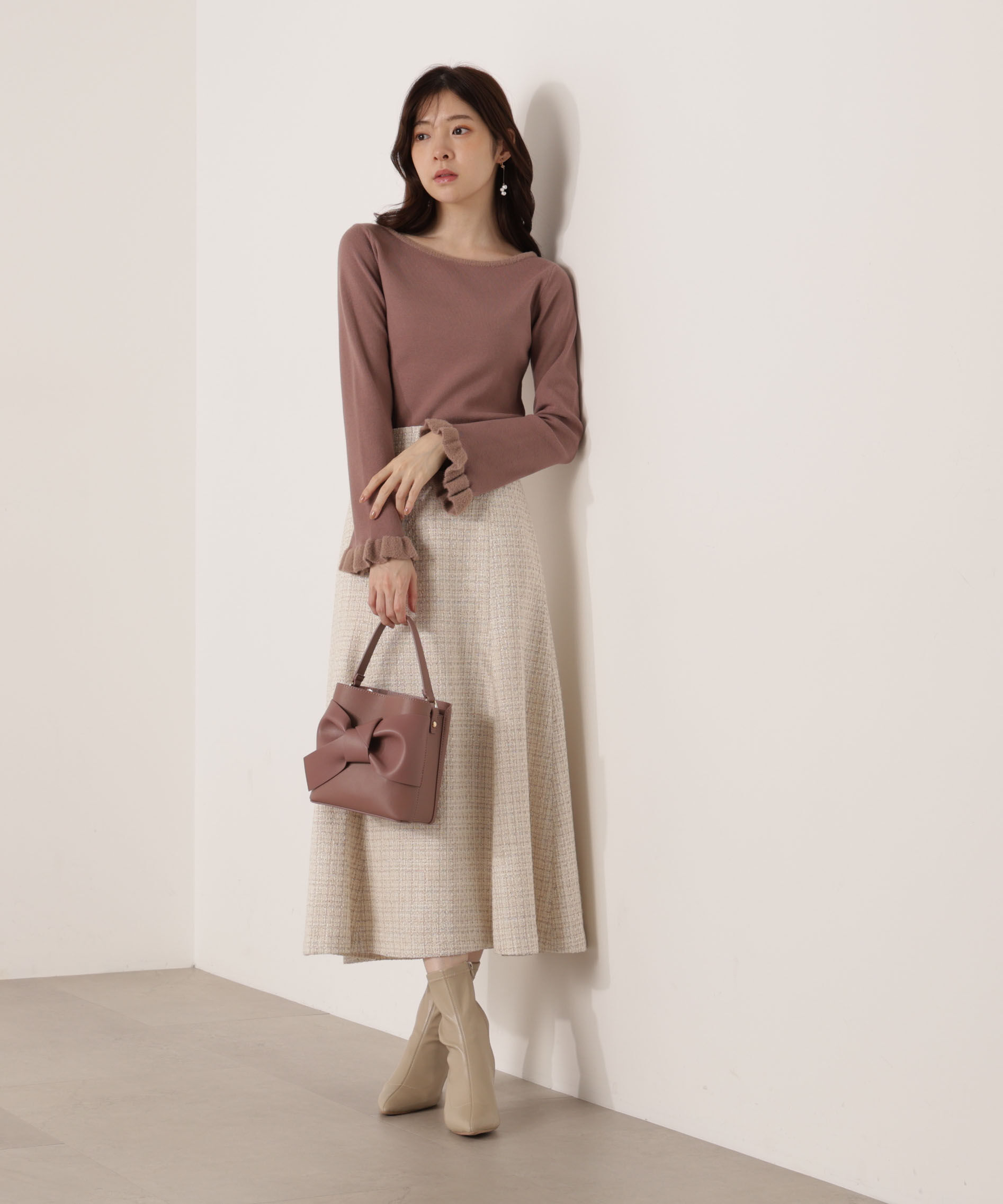 PROPORTION BODY DRESSING「ミニフェザー部分スリーブニット  25AW」|ニット・セーター|