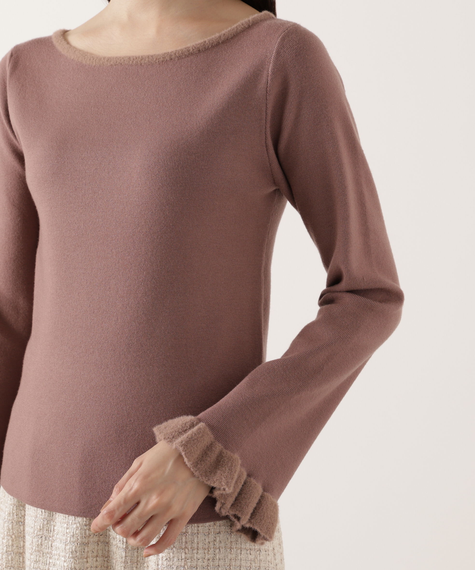 PROPORTION BODY DRESSING「ミニフェザー部分スリーブニット  25AW」|ニット・セーター|