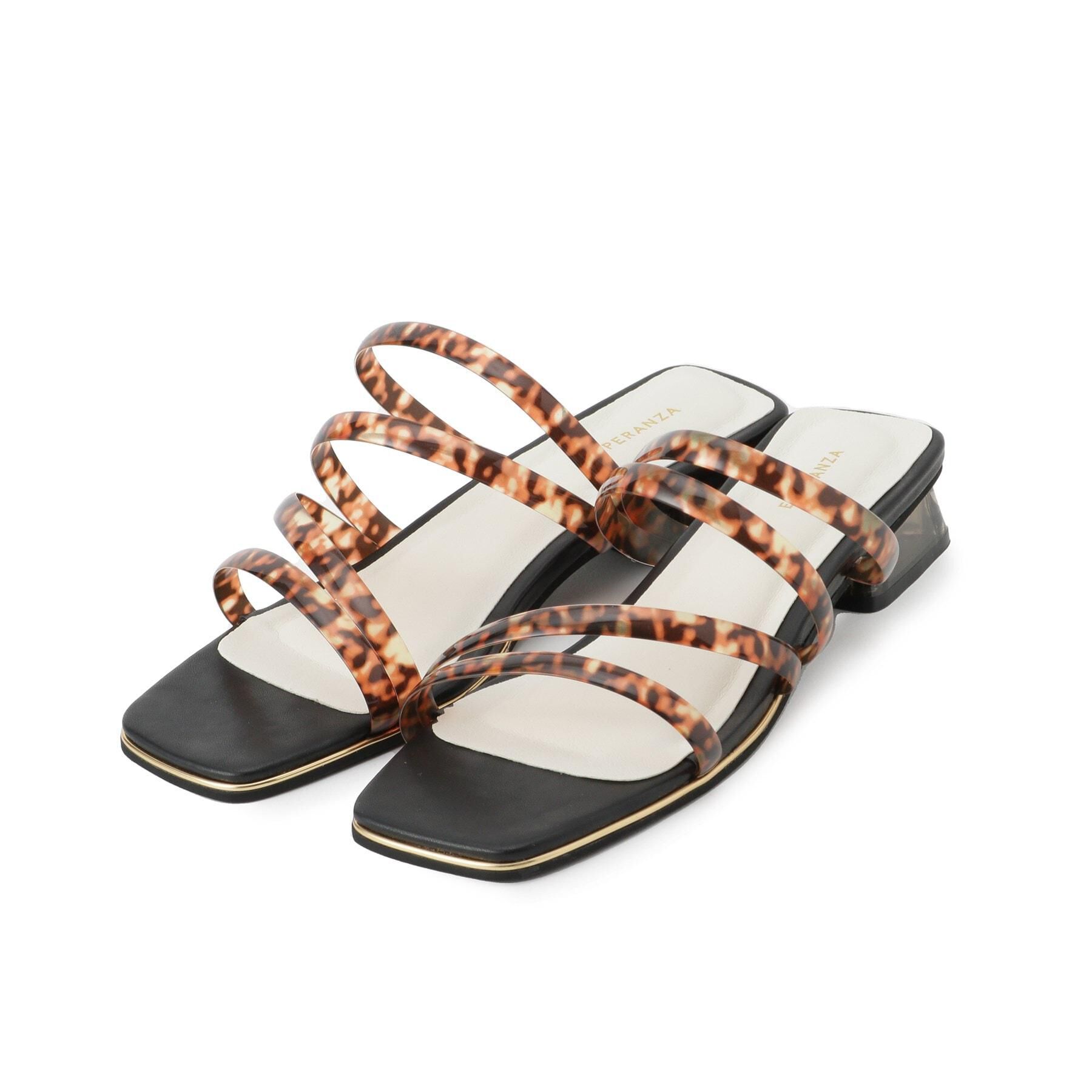 ESPERANZA「スクエアトゥクリアフラットヒールミュール」|サンダル|