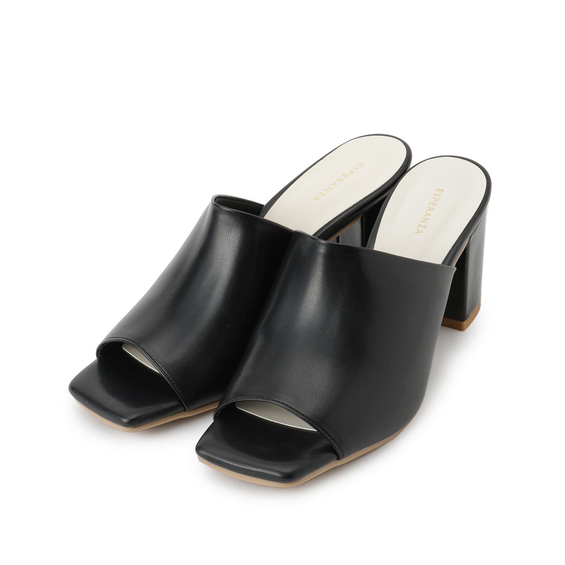 ESPERANZA「スクエアトゥブロックヒールミュール」|サンダル|
