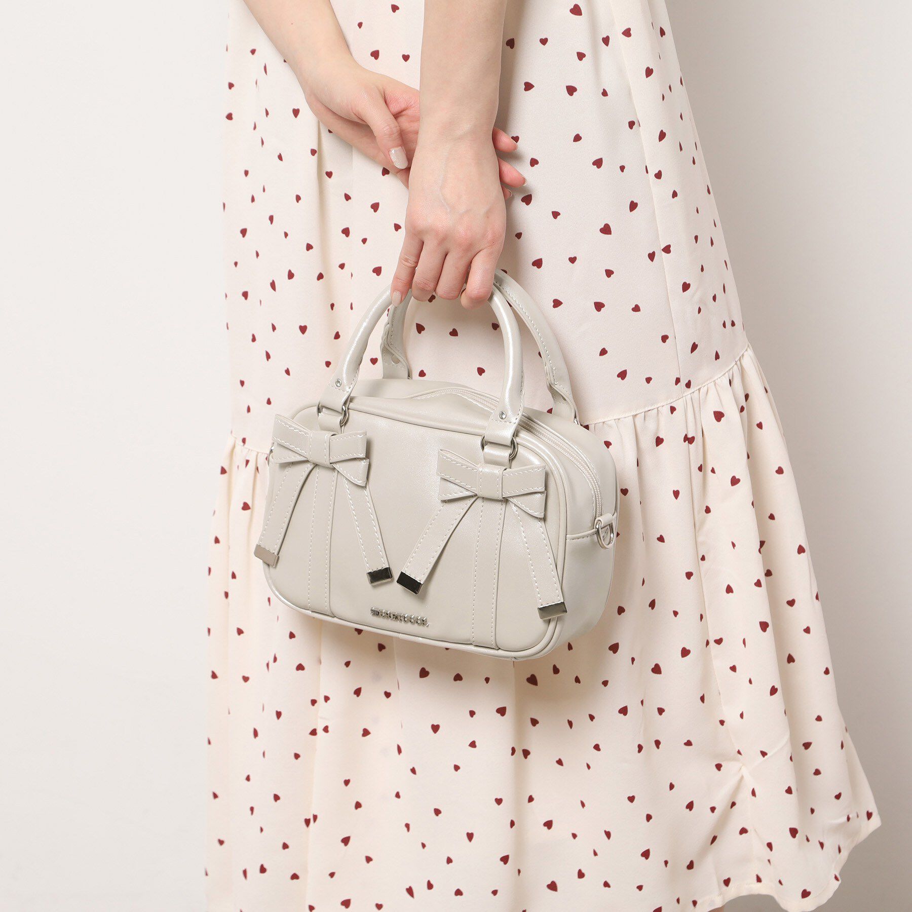 Ober Tashe「フロントリボン2WAY ミニボストン」|ショルダー・メッセンジャー|アイボリー(083)