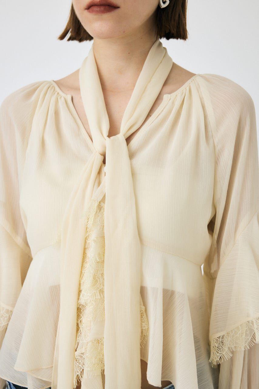MOUSSY「LACE TRIM TIE ブラウス」|シャツ・ブラウス|