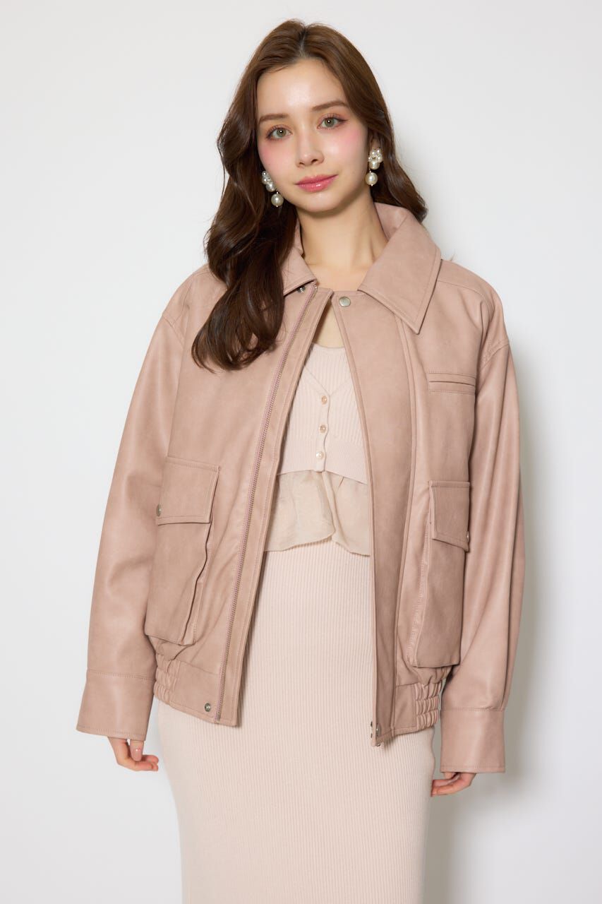 rienda「ライナー付きフェイクレザーブルゾン」|ブルゾン・スタジャン|