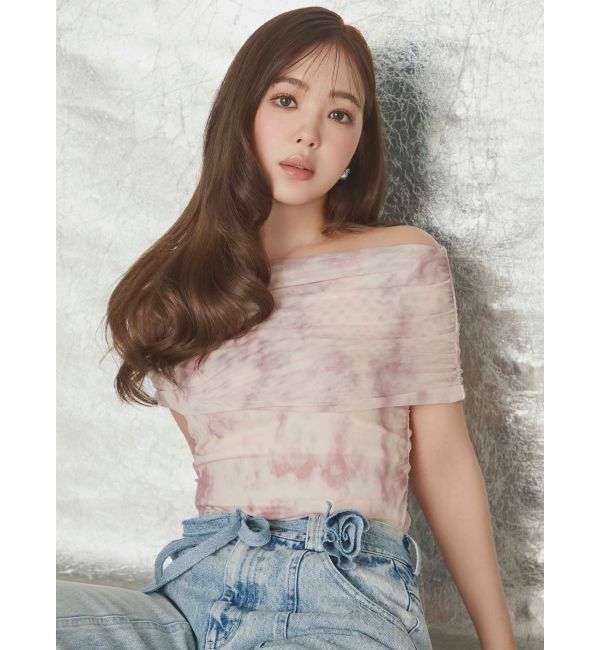 CALNAMUR「アブストラクトパターンチュールオフショル」|Tシャツ・カットソー|