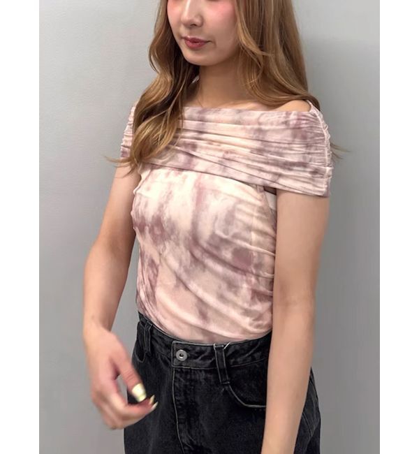 CALNAMUR「アブストラクトパターンチュールオフショル」|Tシャツ・カットソー|