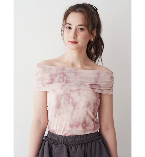 CALNAMUR「アブストラクトパターンチュールオフショル」|Tシャツ・カットソー|