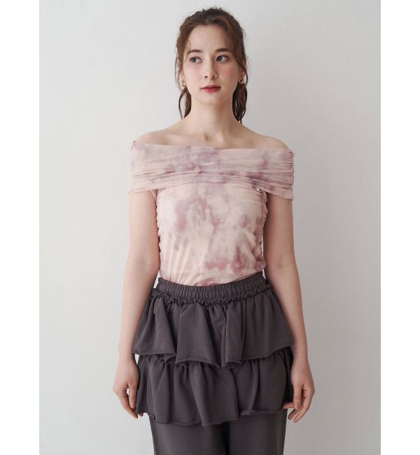 CALNAMUR「アブストラクトパターンチュールオフショル」|Tシャツ・カットソー|