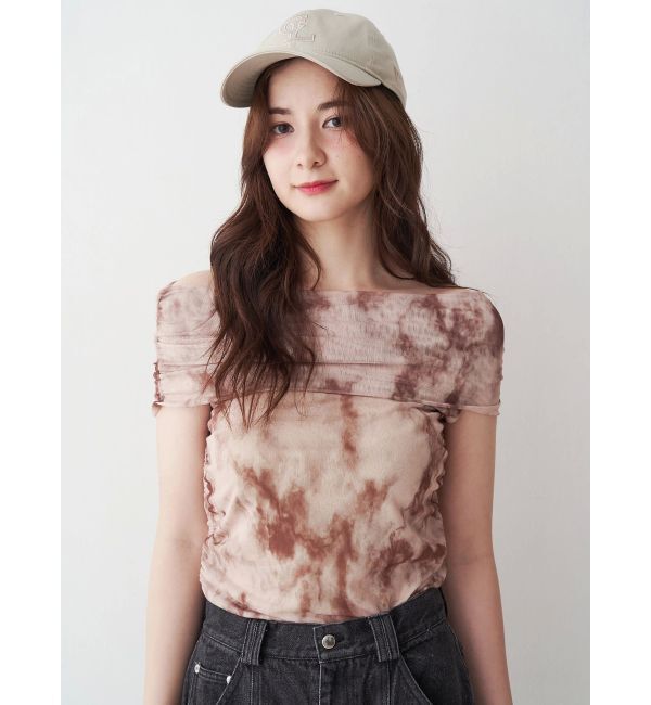 CALNAMUR「アブストラクトパターンチュールオフショル」|Tシャツ・カットソー|