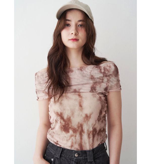 CALNAMUR「アブストラクトパターンチュールオフショル」|Tシャツ・カットソー|