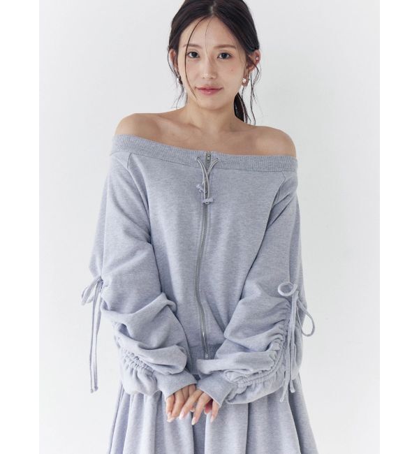 CALNAMUR「フロントジップオフショルスウェット」|Tシャツ・カットソー|