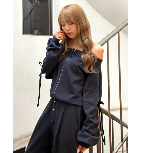 CALNAMUR「フロントジップオフショルスウェット」|Tシャツ・カットソー|