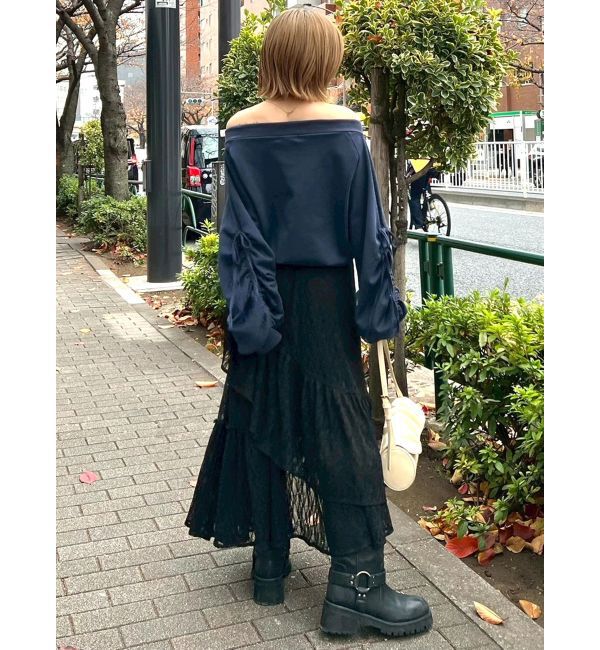 CALNAMUR「フロントジップオフショルスウェット」|Tシャツ・カットソー|