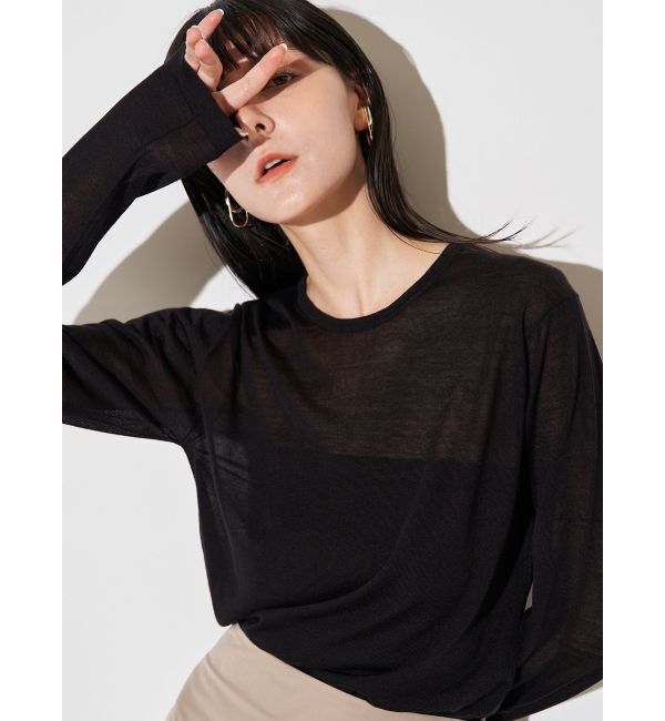 ELENDEEK「WOOL SHEER LONG-T KT」|ニット・セーター|ブラック