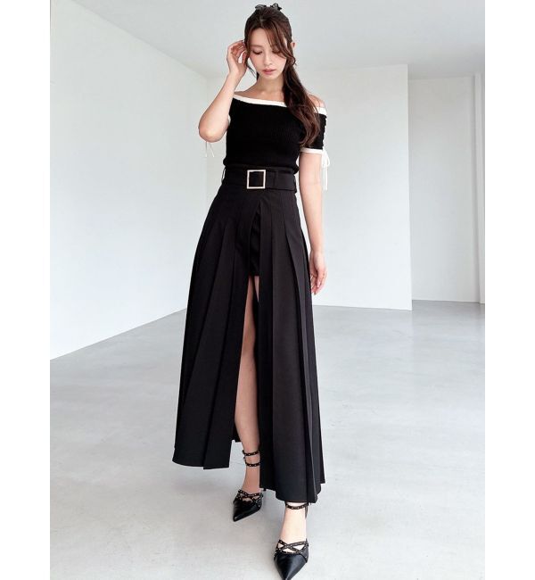 RESEXXY「スリーブレースアップバイカラーニットトップス」|ニット・セーター|