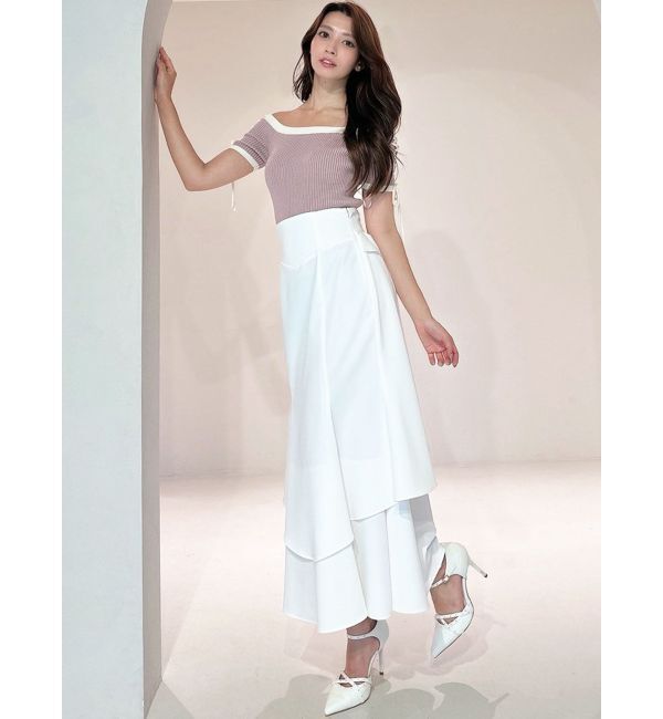 RESEXXY「スリーブレースアップバイカラーニットトップス」|ニット・セーター|