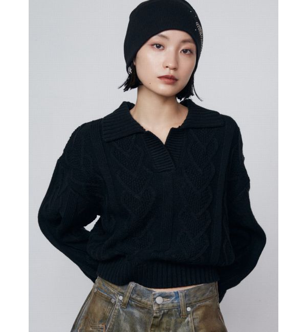 EMODA「スキッパーワイドハートニット」|ニット・セーター|ブラック