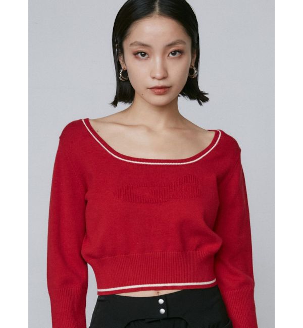 EMODA「ラウンドロゴコンパクトニット」|ニット・セーター|レッド