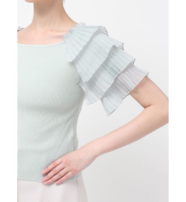 MERCURYDUO「異素材ティアードスリーブニット」|ニット・セーター|