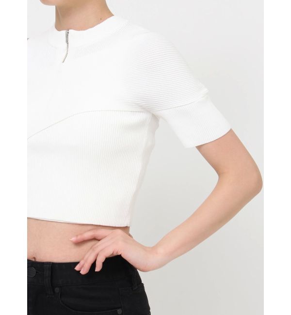 MURUA「ワンサイドオフショルジップニット」|ニット・セーター|