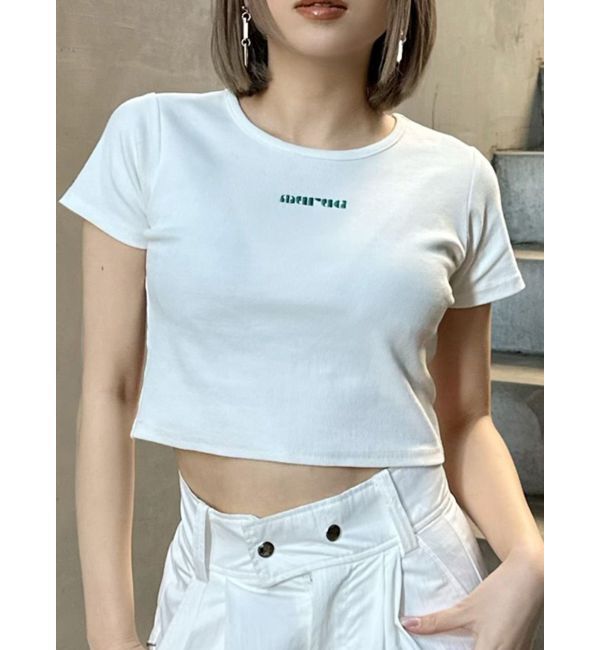 MURUA「テレコロゴクロップドT」|Tシャツ・カットソー|ホワイト